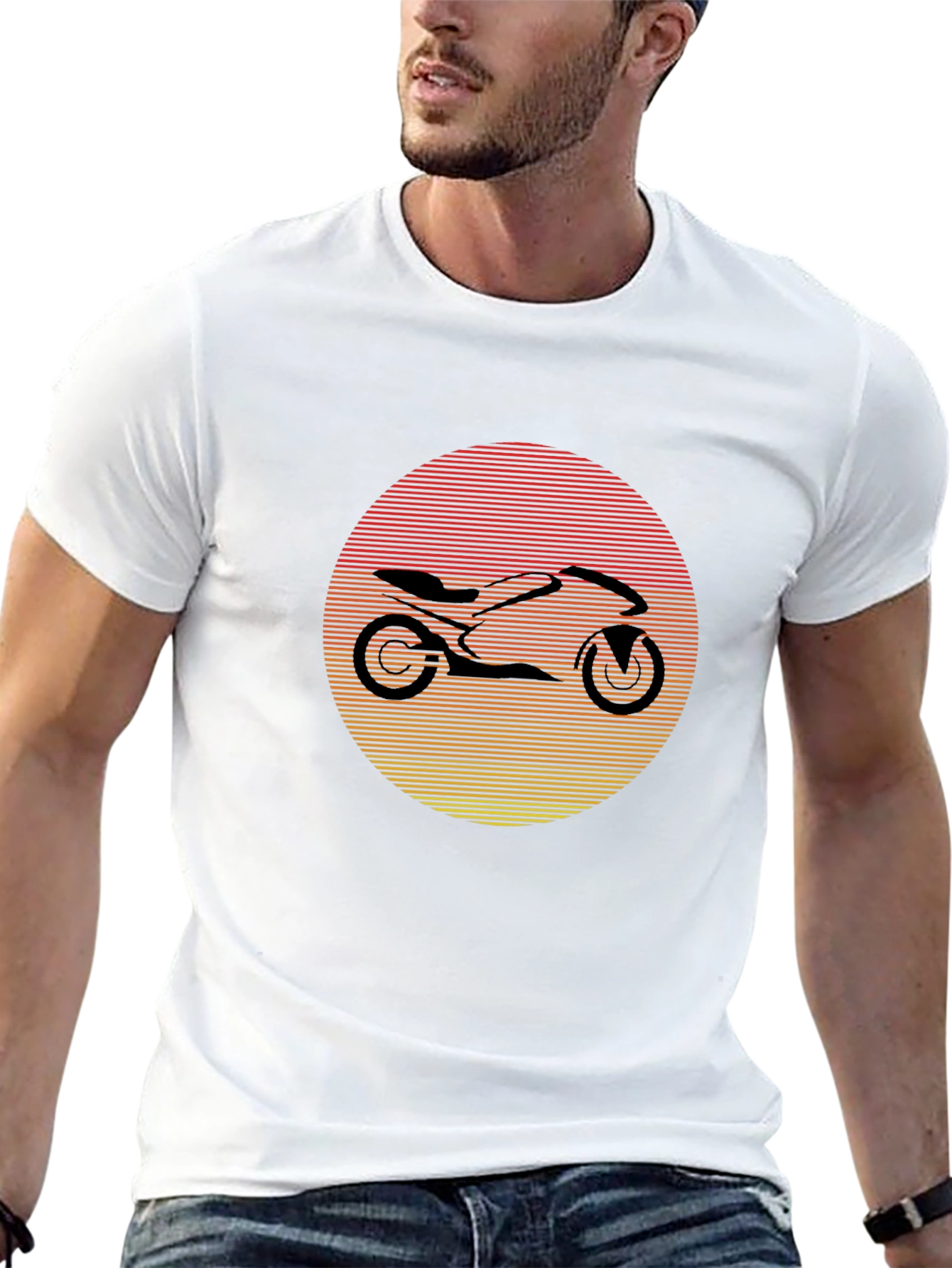 Motorcycle Sunset Graphic Tee - Black