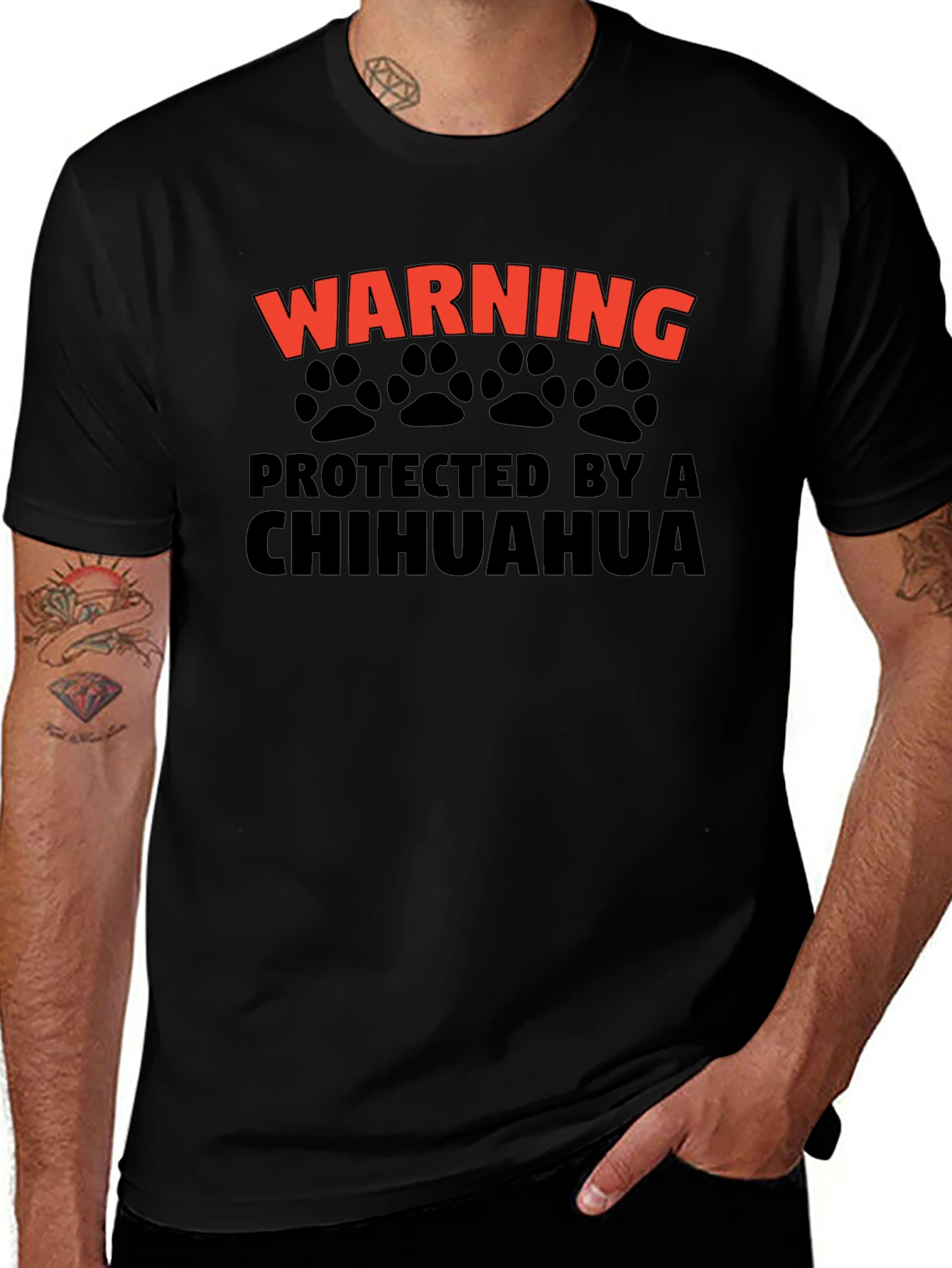Warning Protected by a Chihuahua Graphic T-Shirt