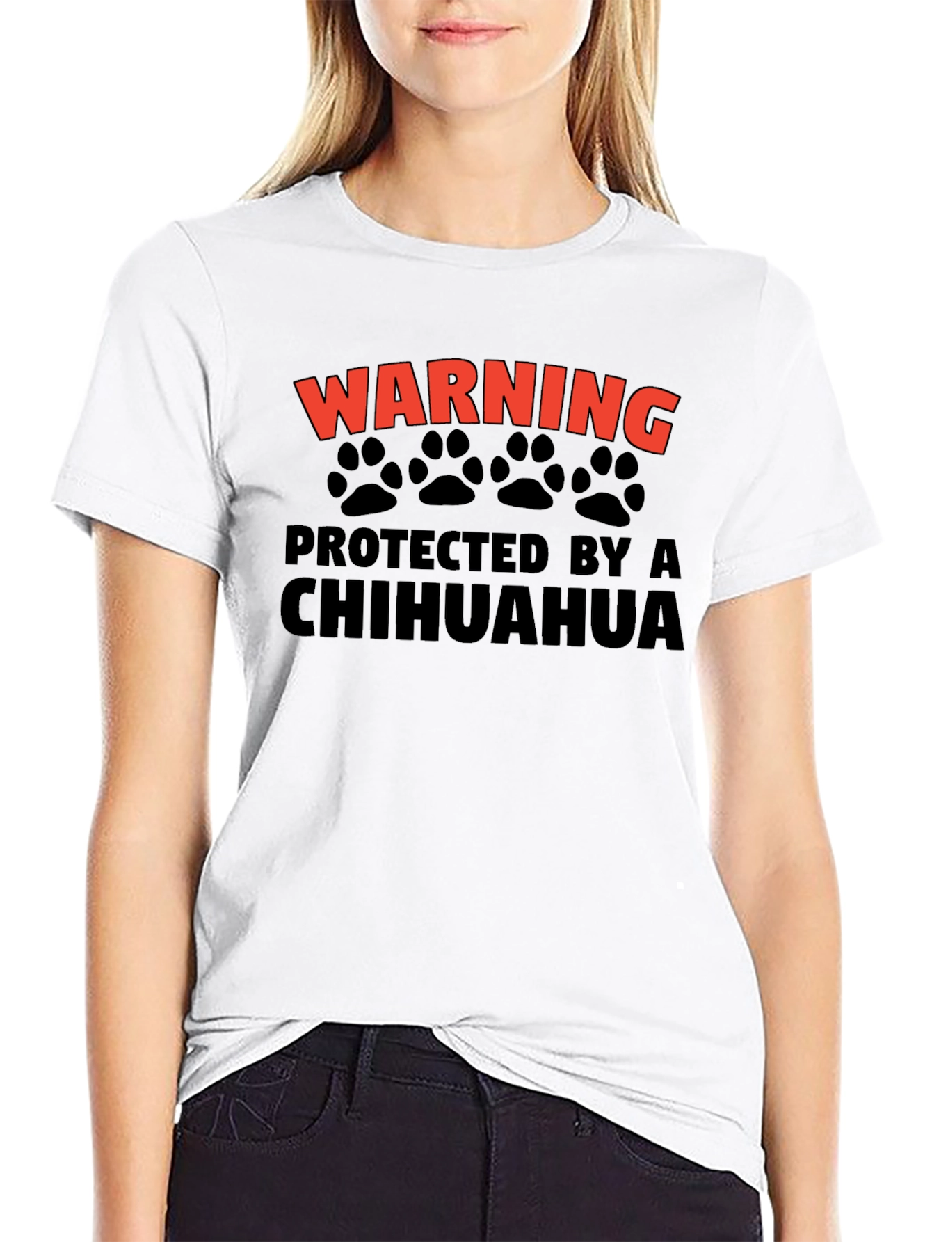 Warning Protected by a Chihuahua Graphic T-Shirt