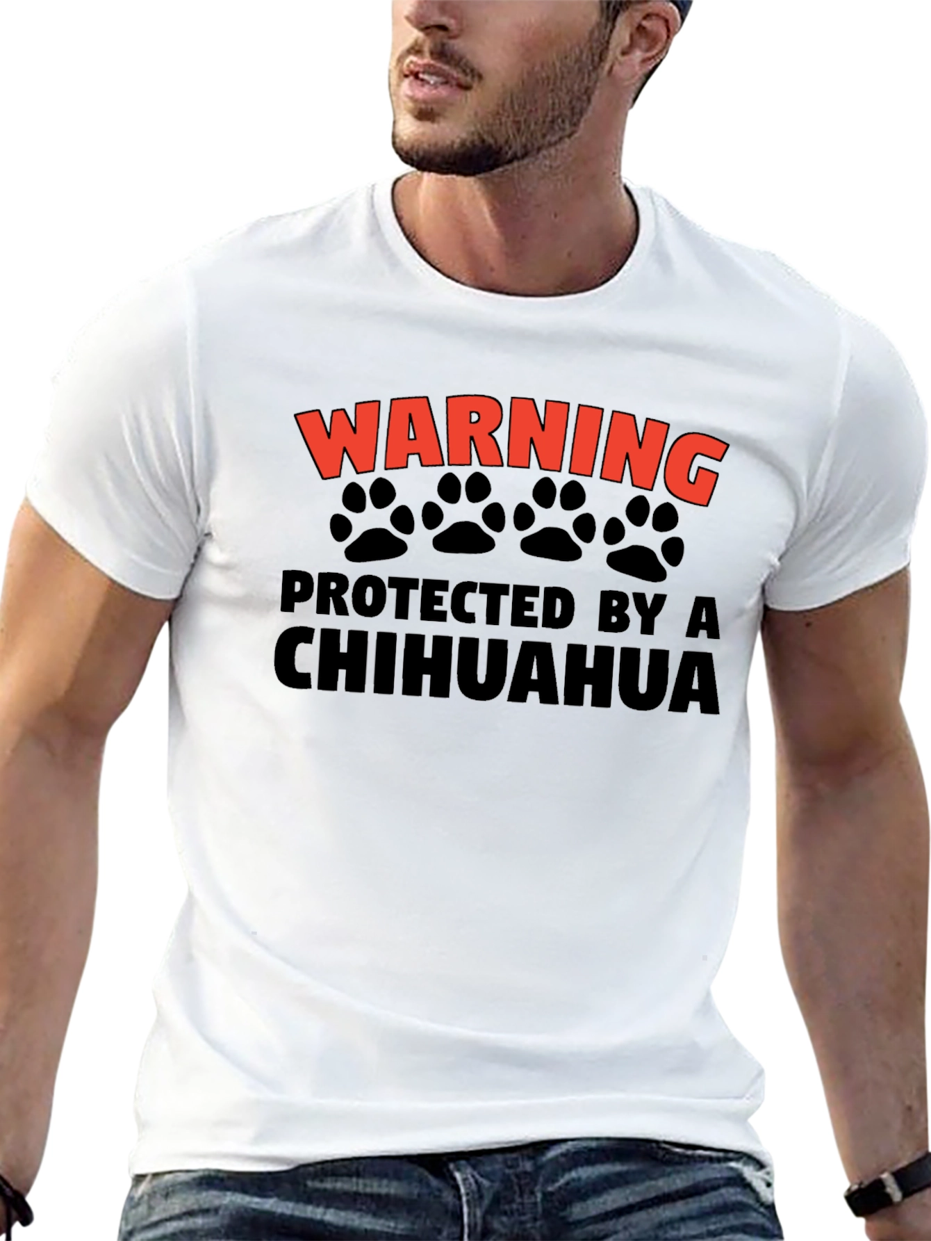 Warning Protected by a Chihuahua Graphic T-Shirt