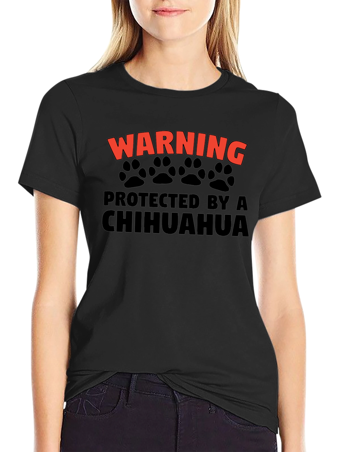 Warning Protected by a Chihuahua Graphic T-Shirt
