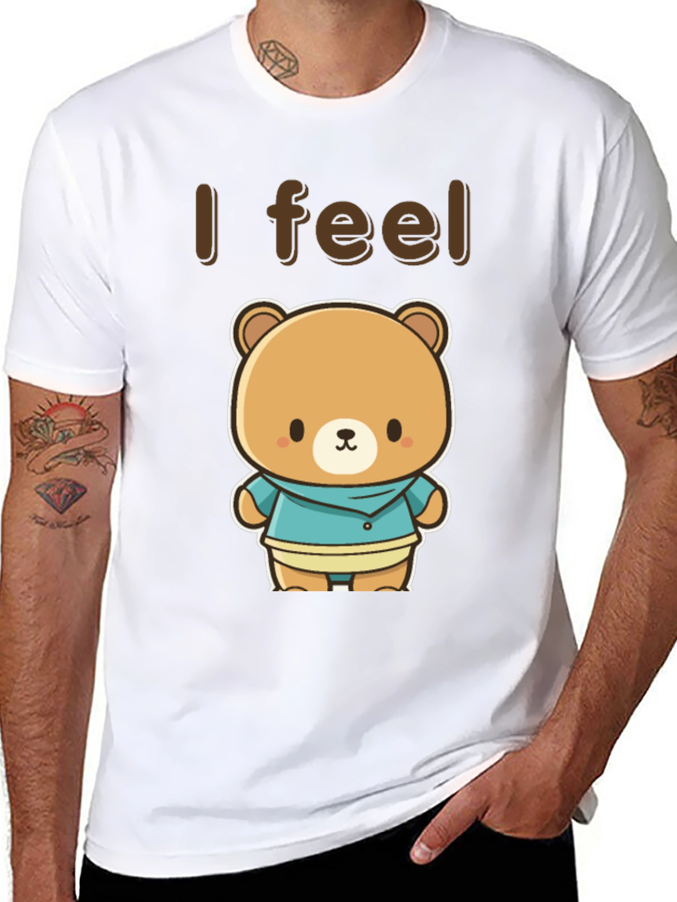 Cute Kawaii Bear Graphic Tee - I Feel T-Shirt