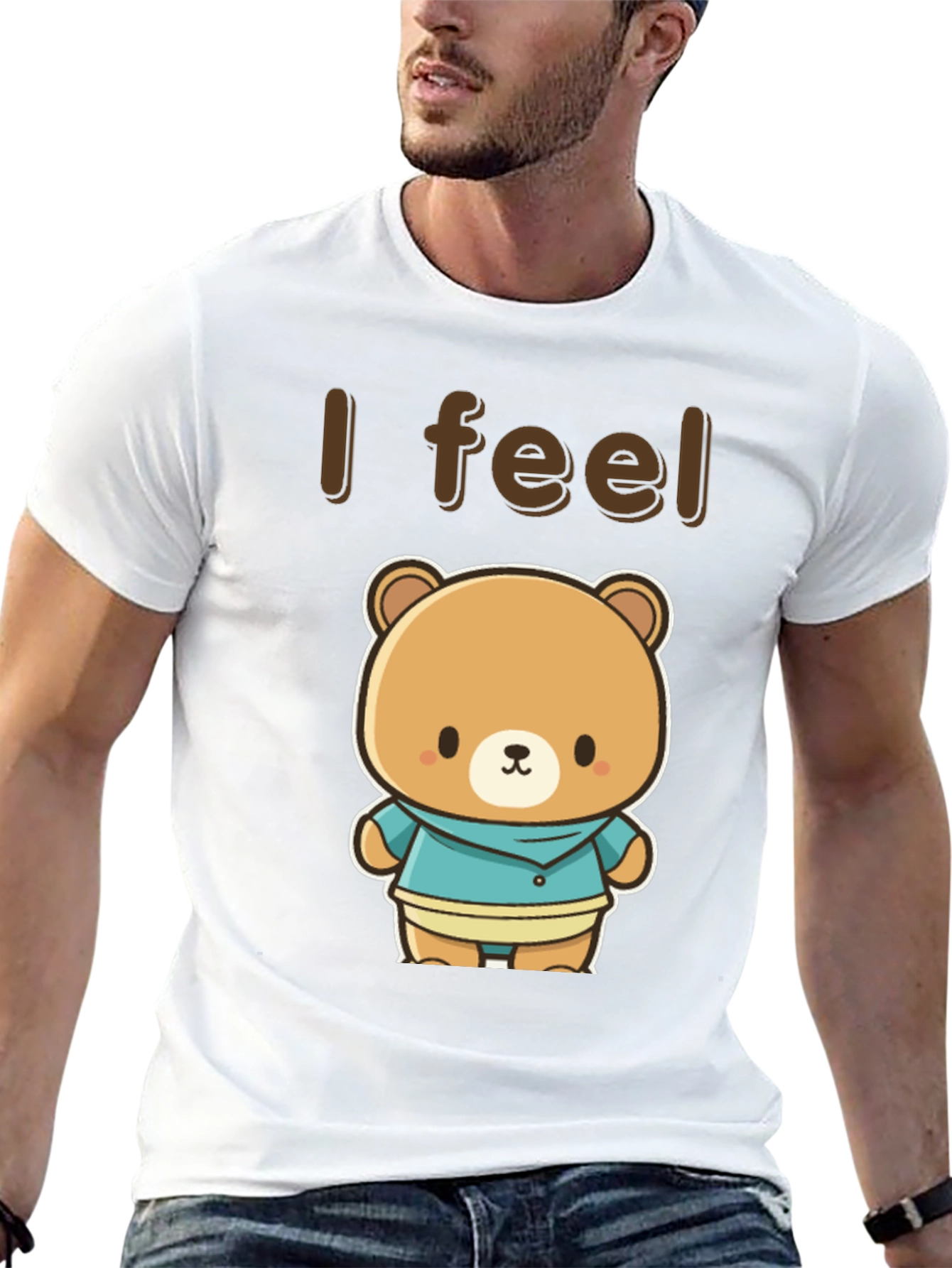 Cute Kawaii Bear Graphic Tee - I Feel T-Shirt