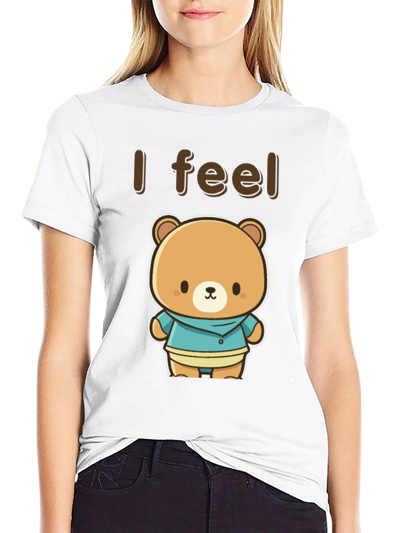 Cute Kawaii Bear Graphic Tee - I Feel T-Shirt