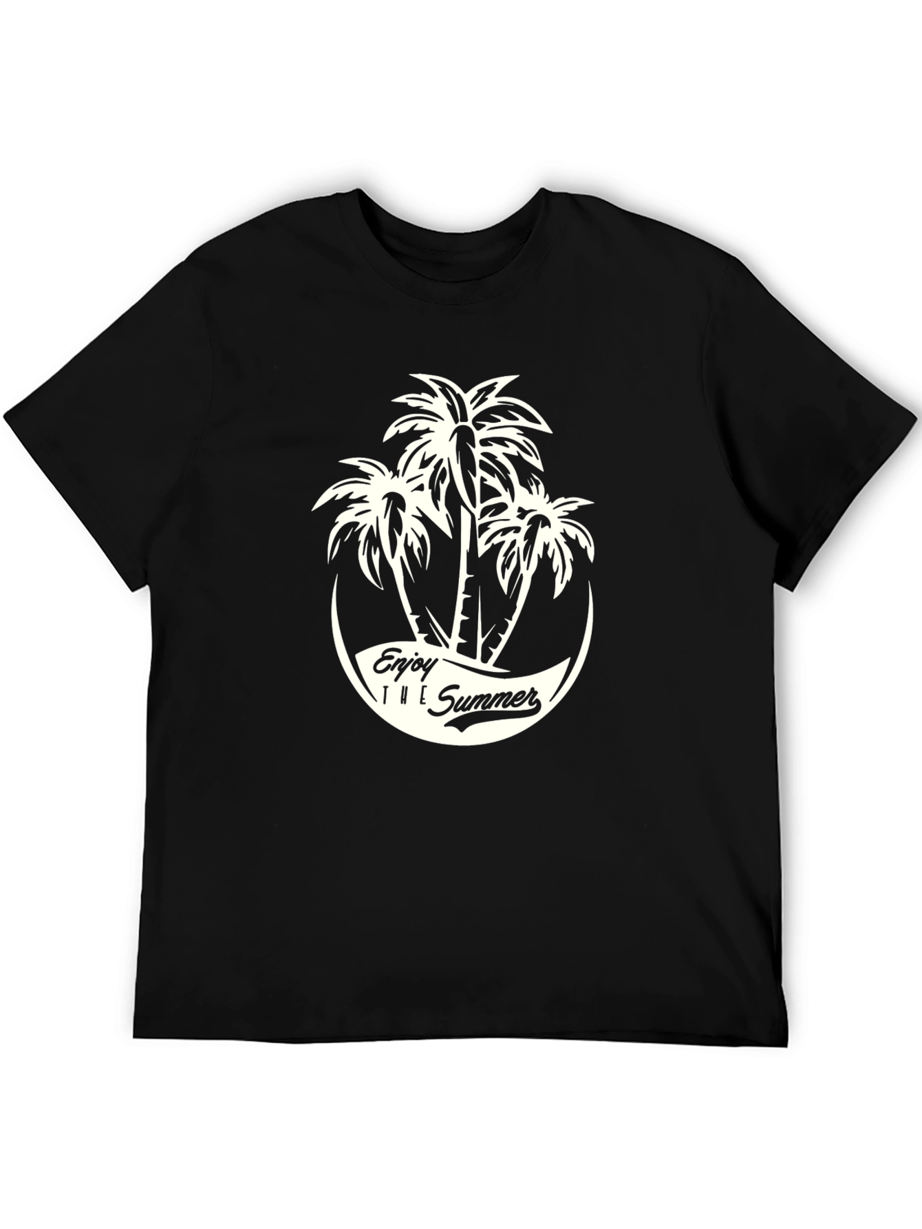 Summer Palm Tree Graphic Tee - Black