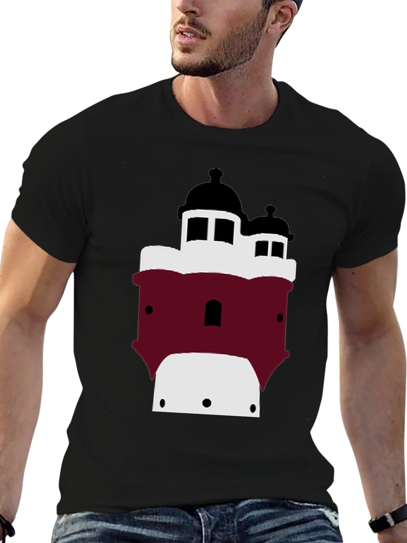 Tower Graphic Tee - Mens Black Cotton T-Shirt