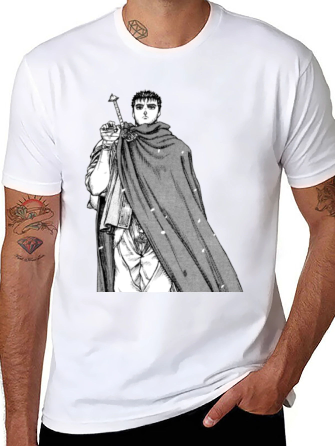 Berserk Guts Manga Print Black T-Shirt