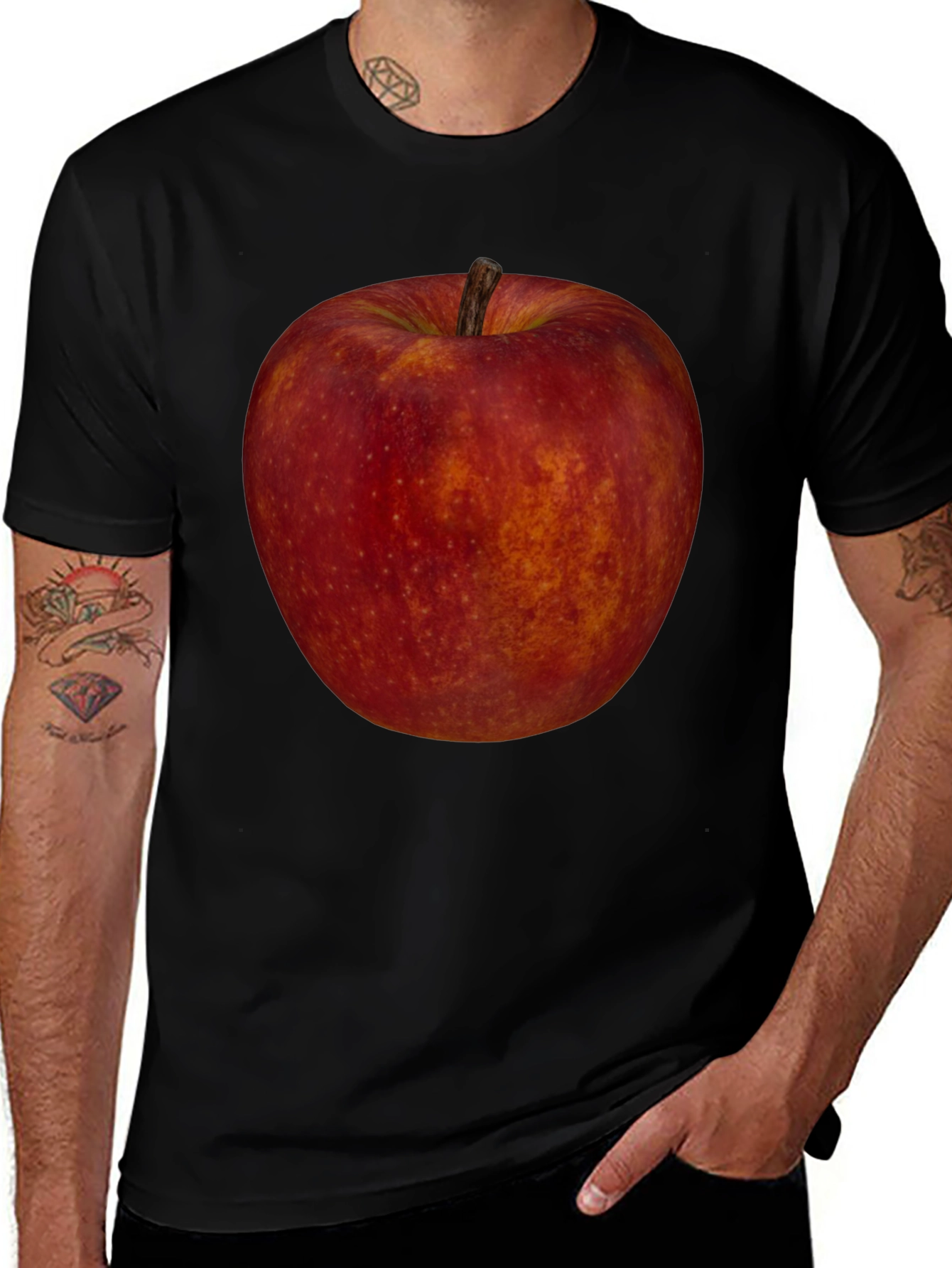 Apple Graphic Tee - Fruit Lovers Black T-Shirt