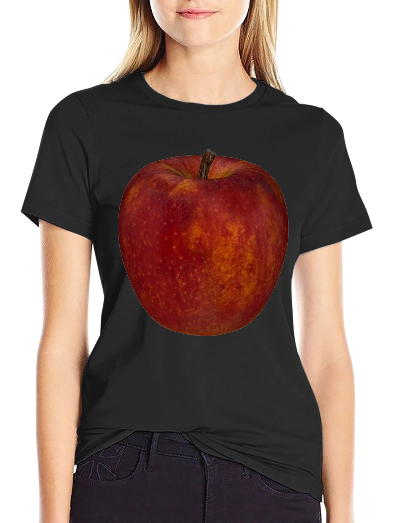 Apple Graphic Tee - Fruit Lovers Black T-Shirt