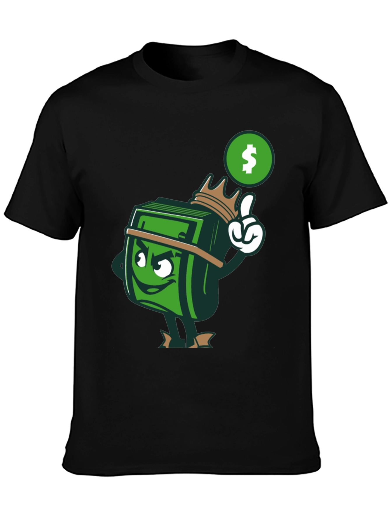 Cartoon Money Stack Graphic Print T-Shirt - Black