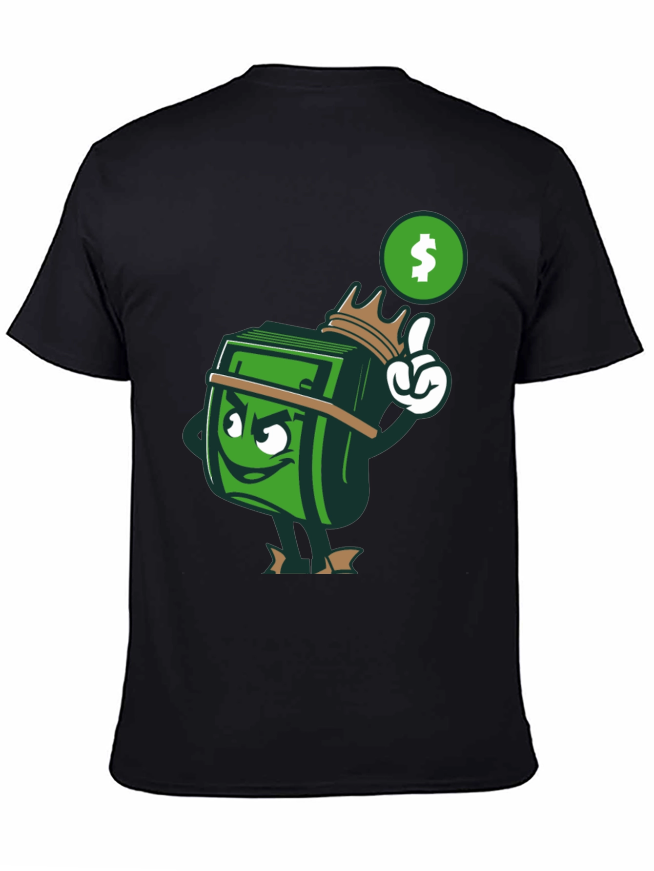 Cartoon Money Stack Graphic Print T-Shirt - Black