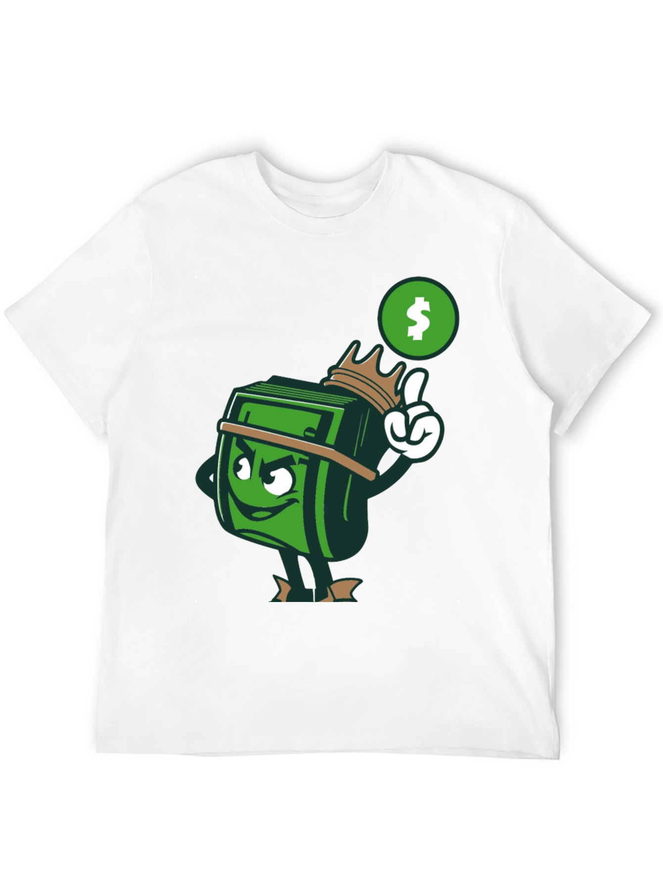 Cartoon Money Stack Graphic Print T-Shirt - Black