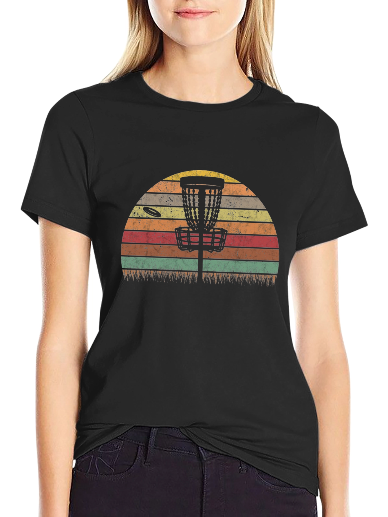 Retro Disc Golf T-Shirt - Sunset Design