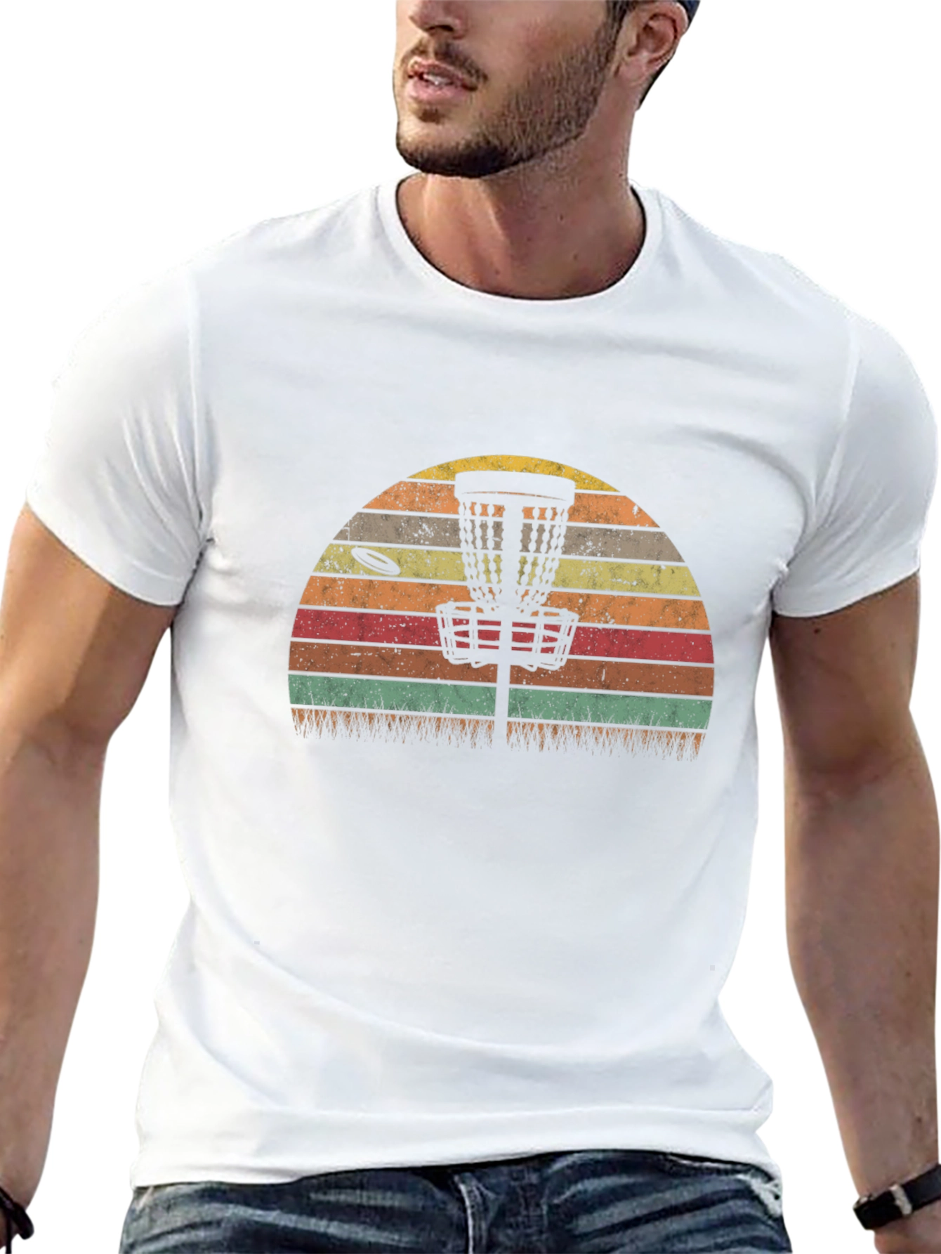 Retro Disc Golf T-Shirt - Sunset Design