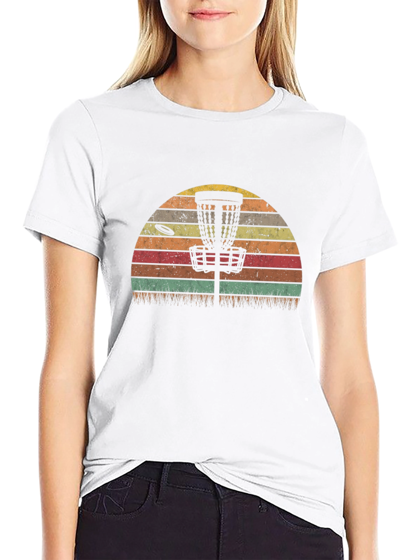 Retro Disc Golf T-Shirt - Sunset Design