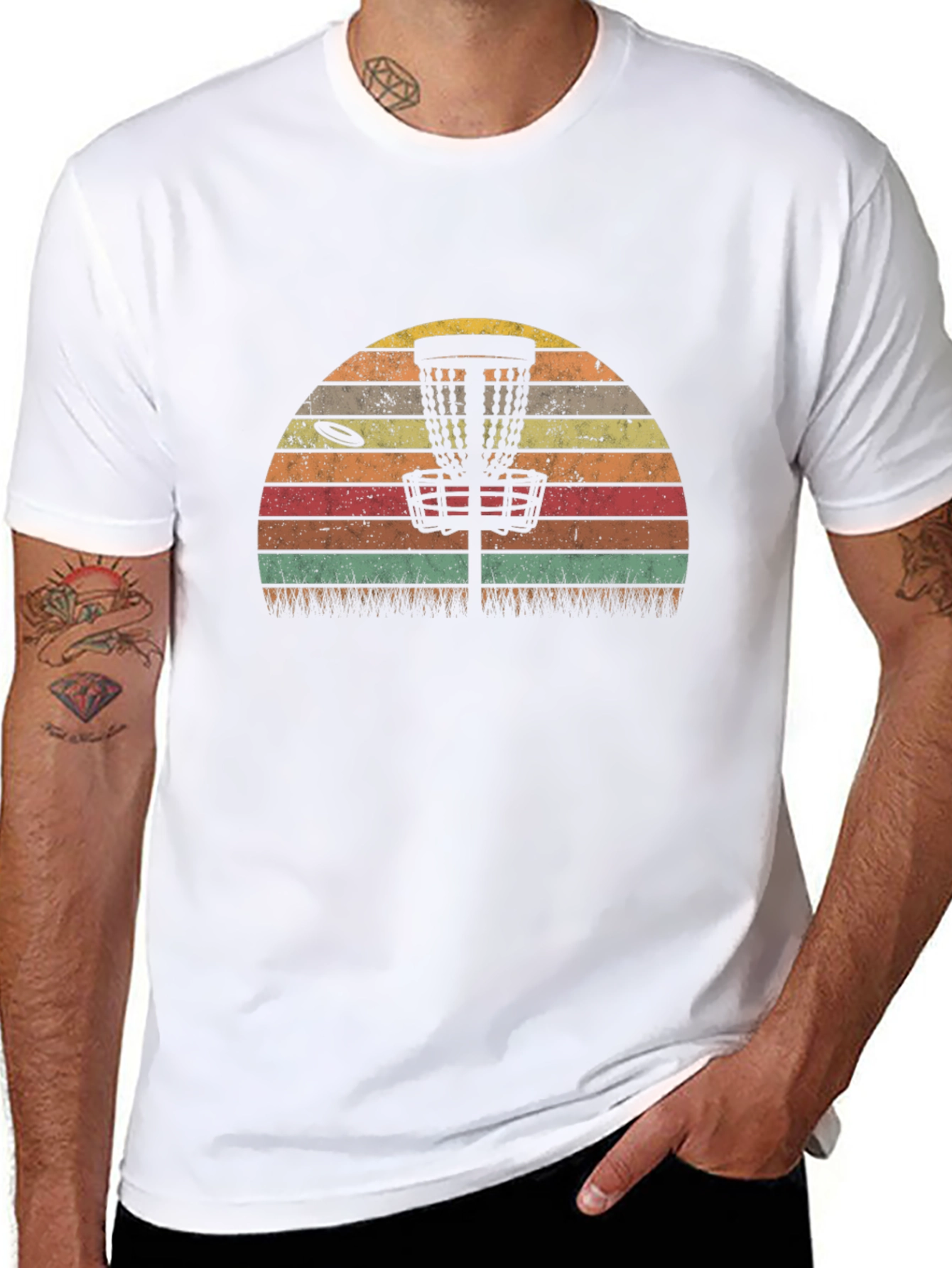 Retro Disc Golf T-Shirt - Sunset Design