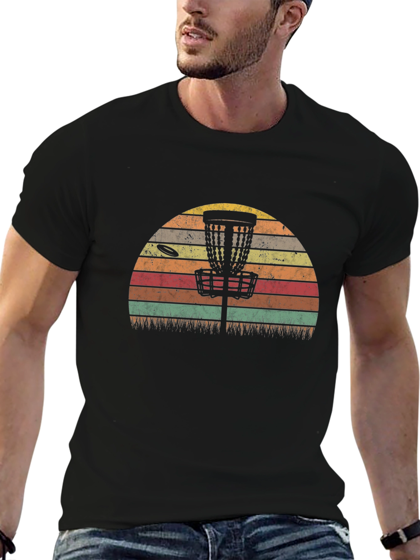 Retro Disc Golf T-Shirt - Sunset Design