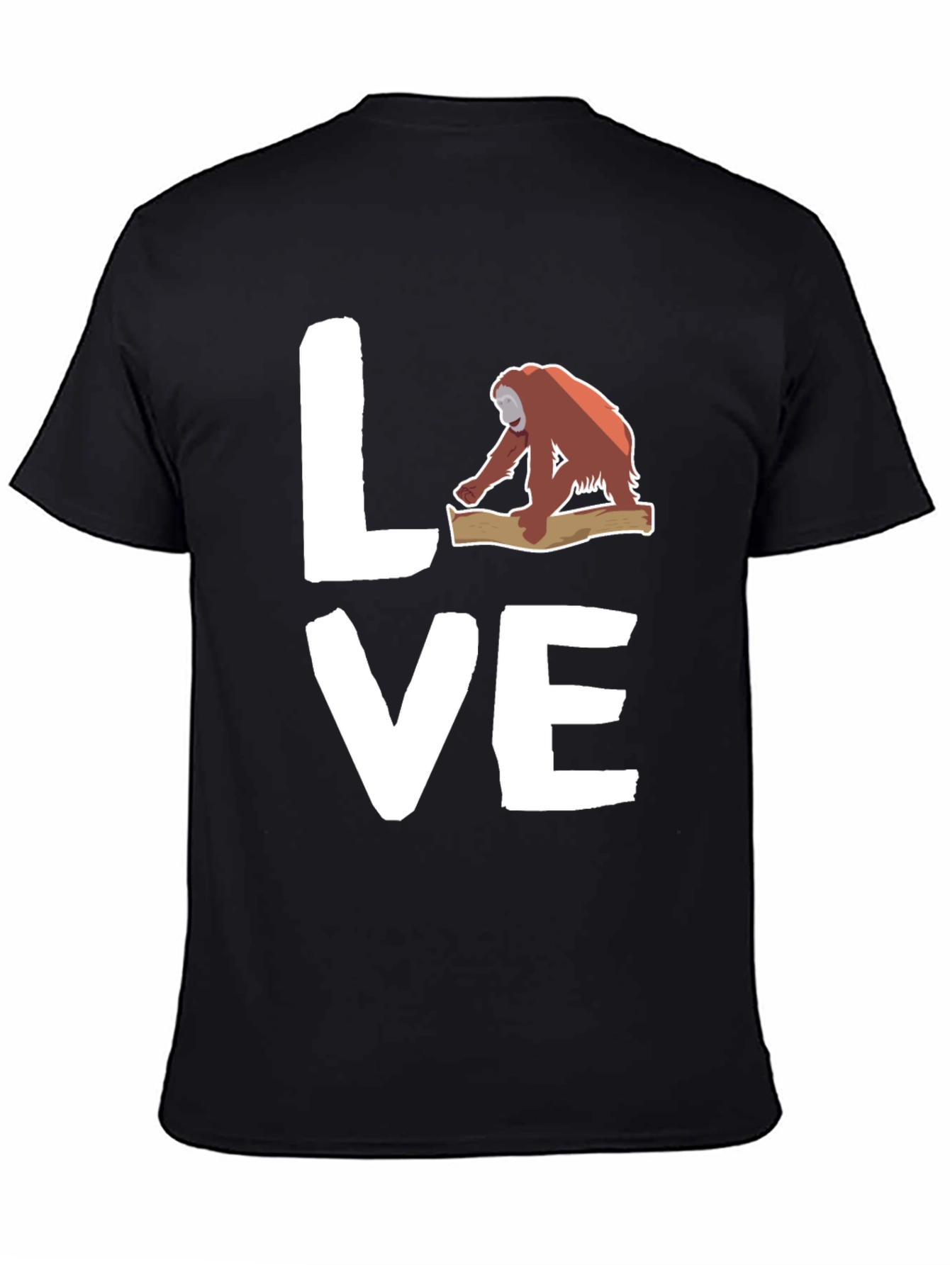 Orangutan Love Graphic Tee - Black Cotton T-Shirt