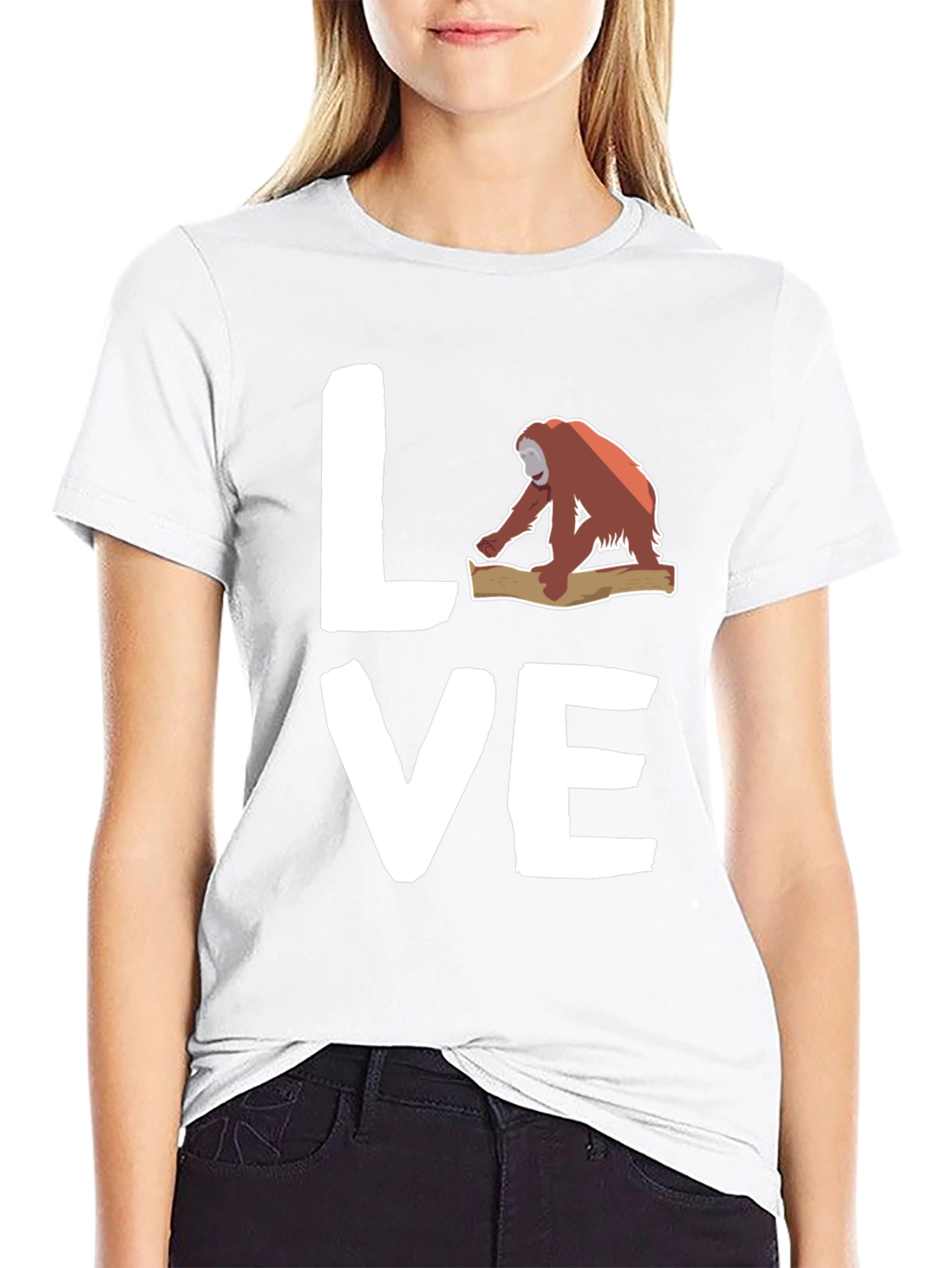 Orangutan Love Graphic Tee - Black Cotton T-Shirt