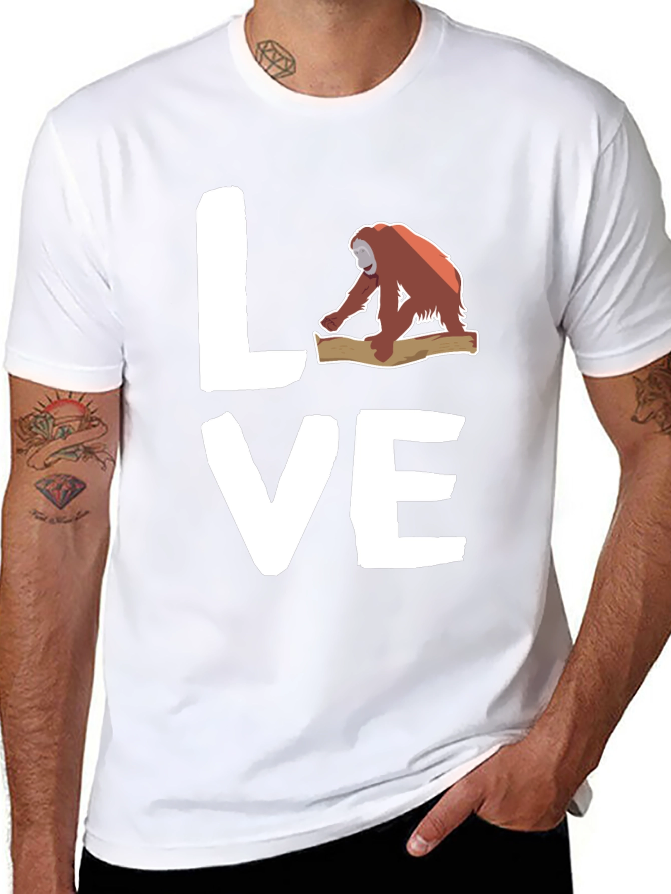 Orangutan Love Graphic Tee - Black Cotton T-Shirt
