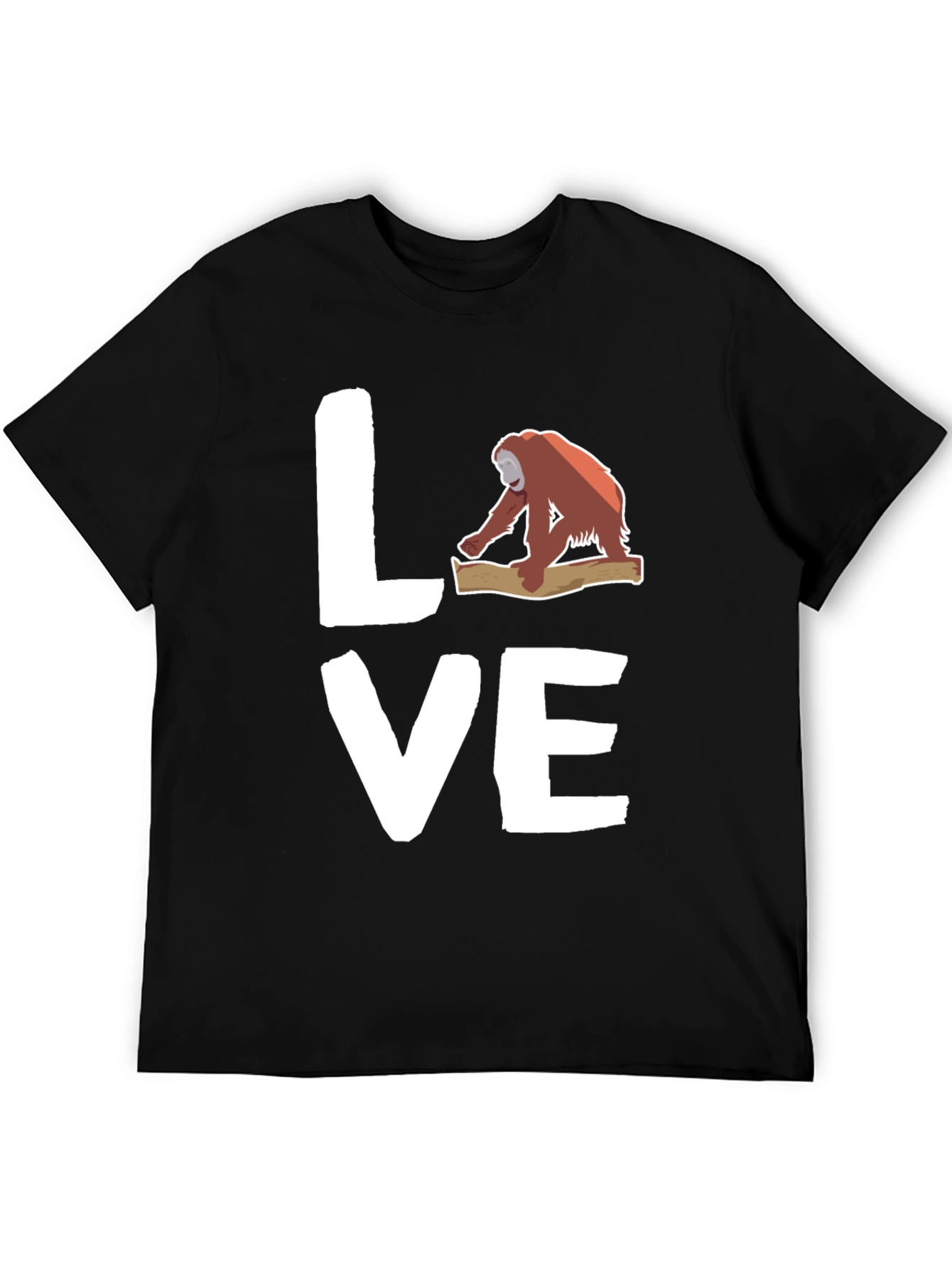 Orangutan Love Graphic Tee - Black Cotton T-Shirt