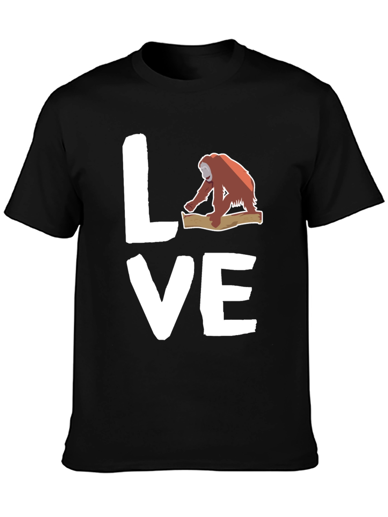 Orangutan Love Graphic Tee - Black Cotton T-Shirt