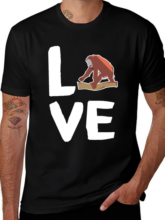 Orangutan Love Graphic Tee - Black Cotton T-Shirt