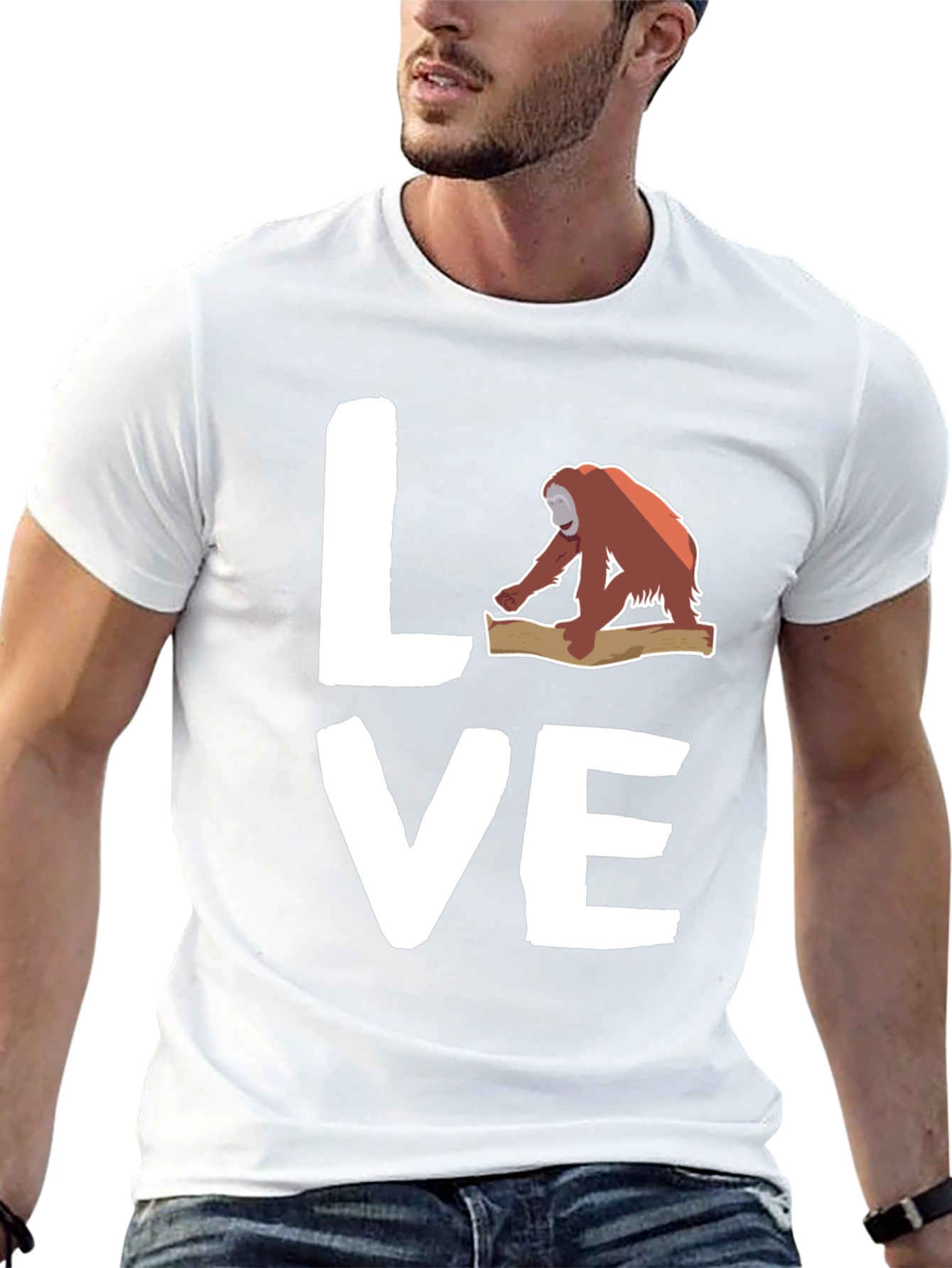 Orangutan Love Graphic Tee - Black Cotton T-Shirt