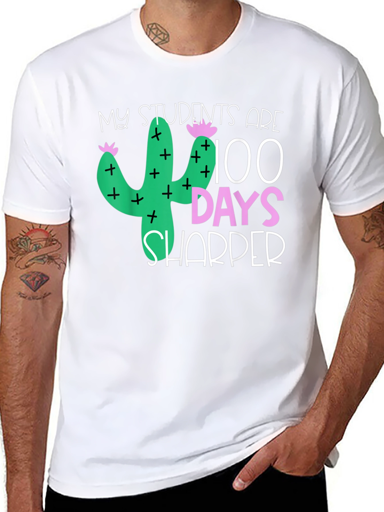 100 Days Sharper Teacher Cactus T-Shirt
