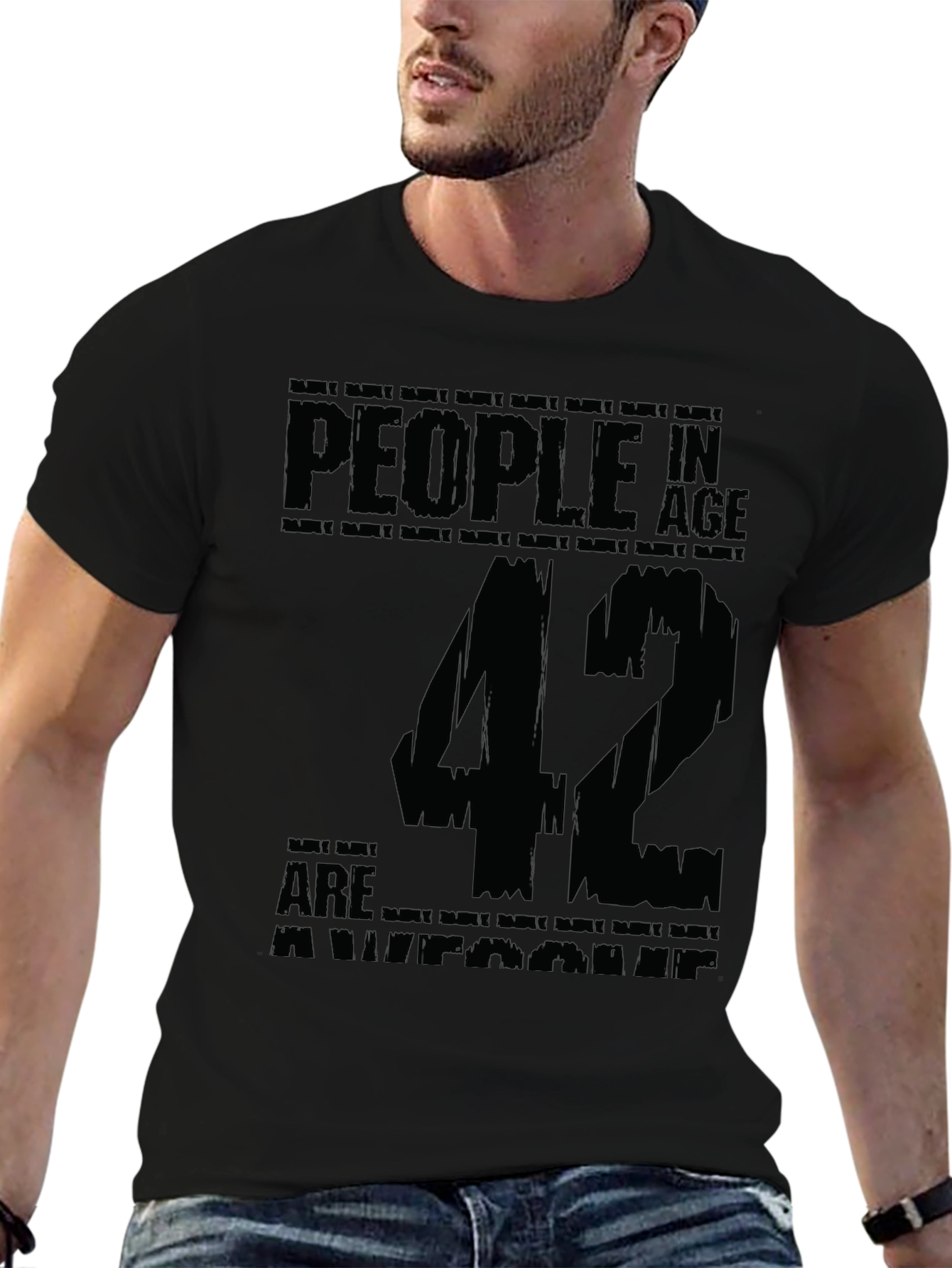 42nd Birthday Awesome People Black T-Shirt