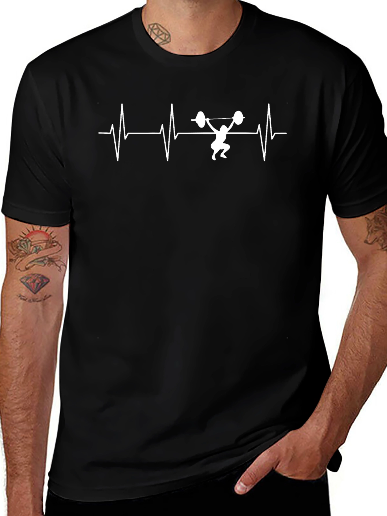 Weightlifting Heartbeat T-Shirt - Fitness Gym Tee