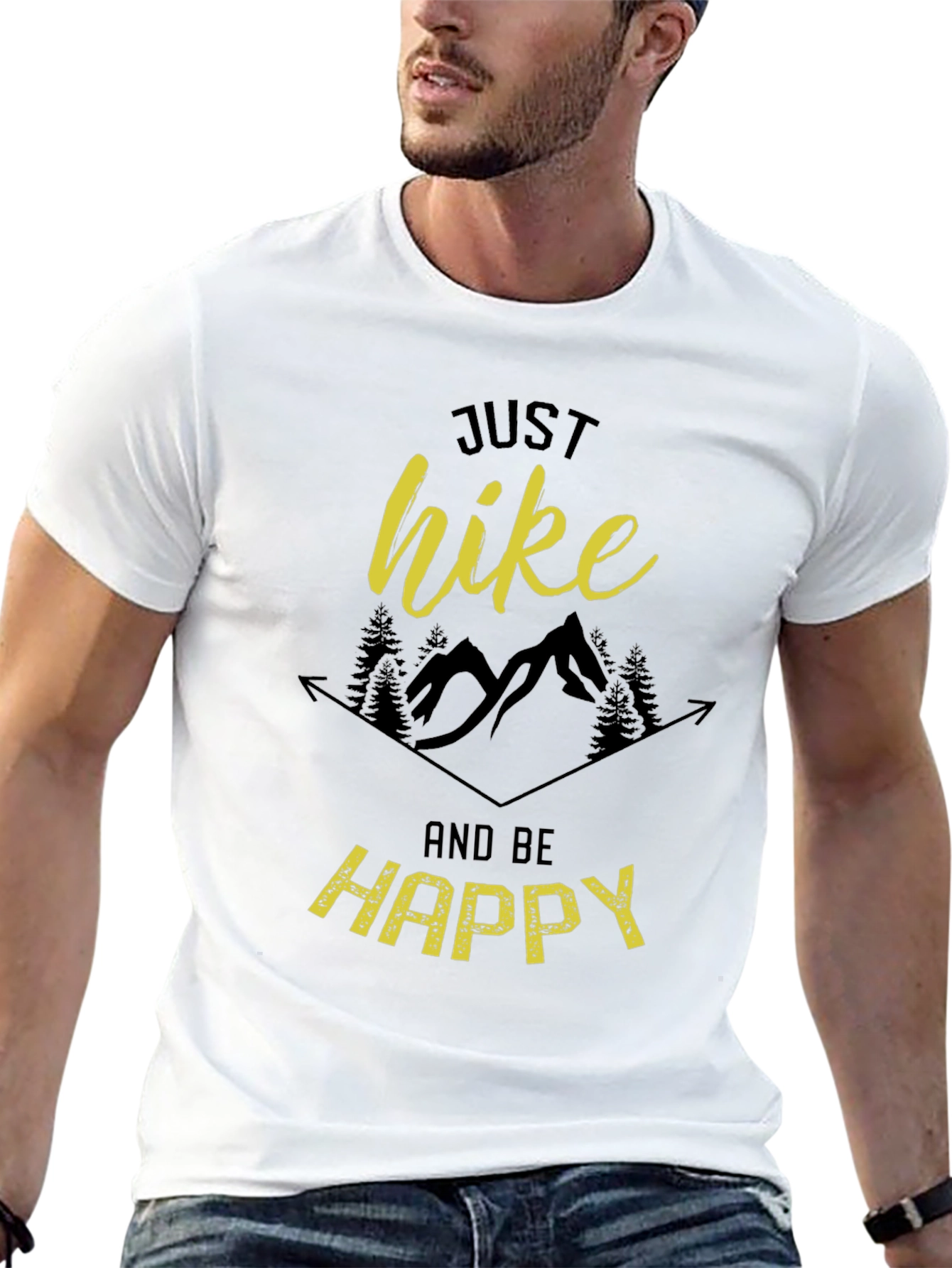 Just Hike and Be Happy Black T-Shirt