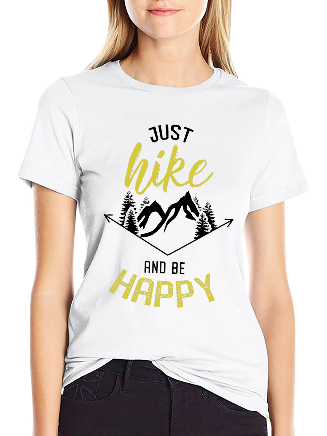 Just Hike and Be Happy Black T-Shirt