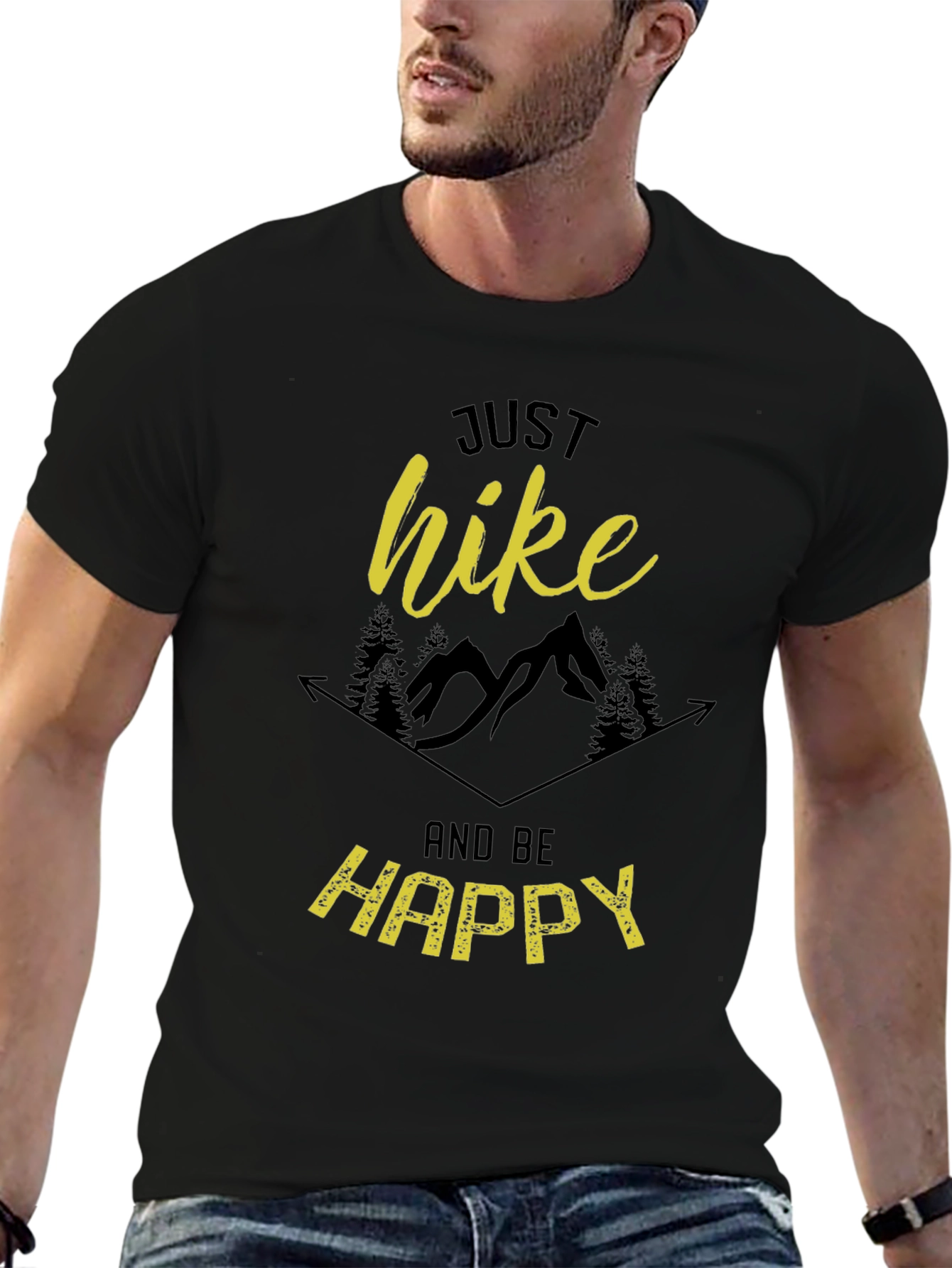 Just Hike and Be Happy Black T-Shirt