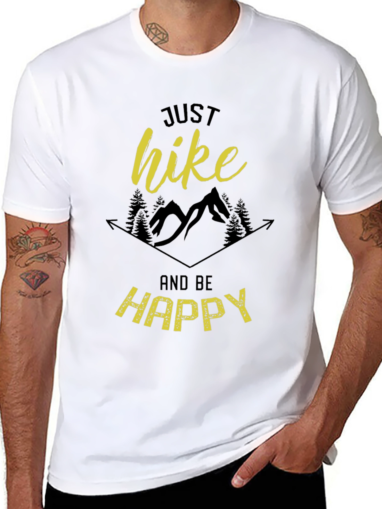 Just Hike and Be Happy Black T-Shirt