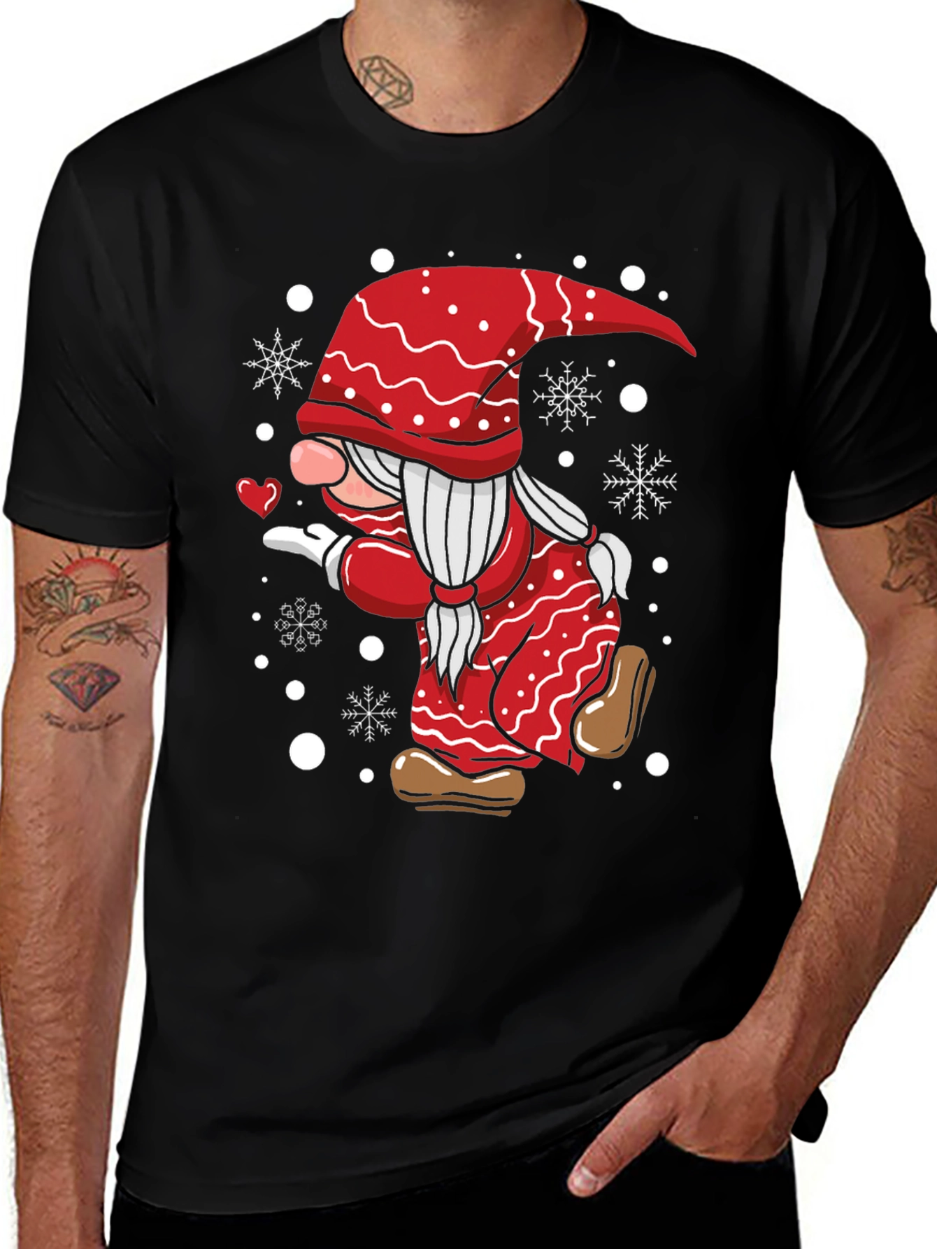 Festive Gnome Graphic Tee - Holiday Gift