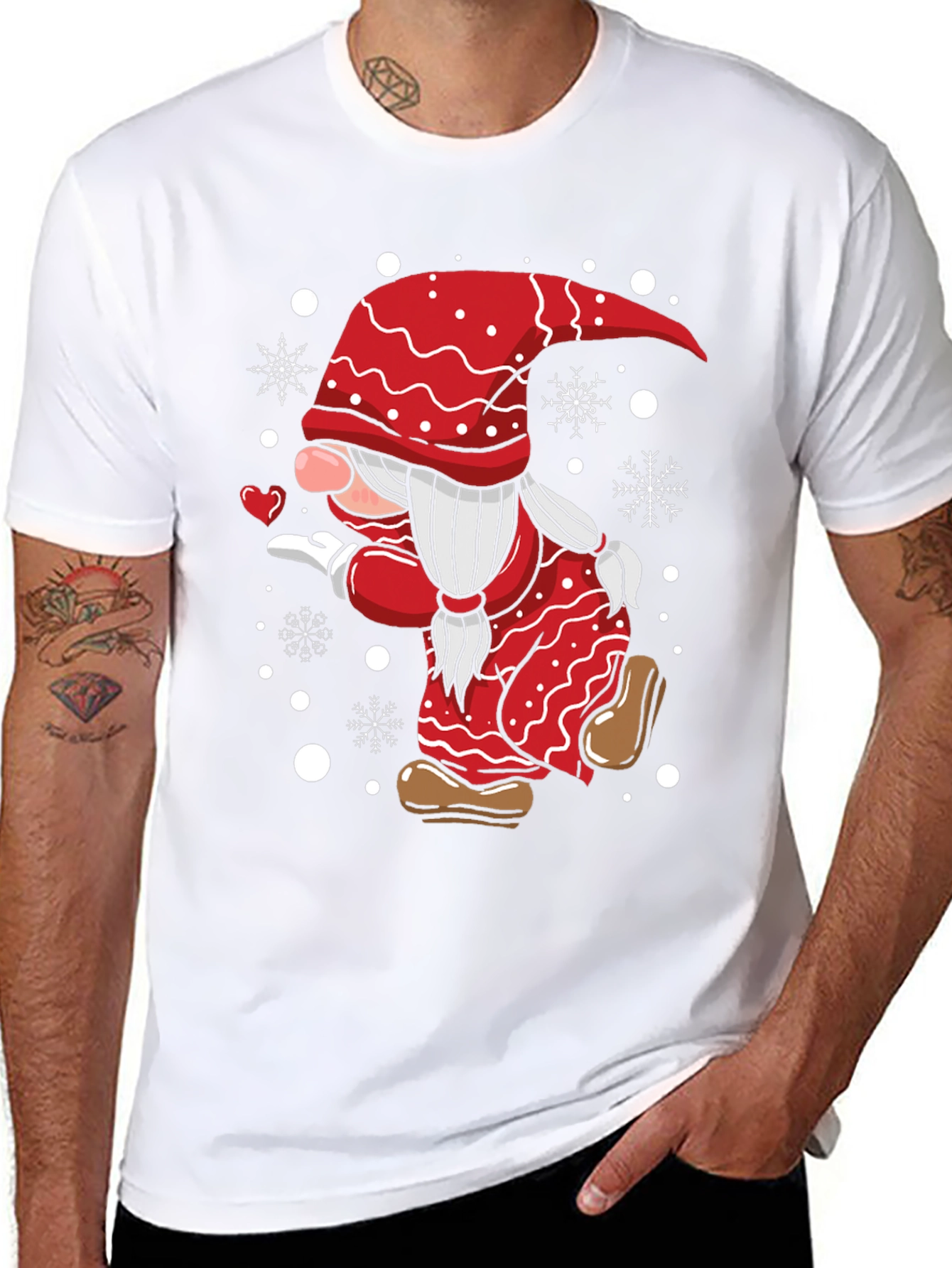Festive Gnome Graphic Tee - Holiday Gift