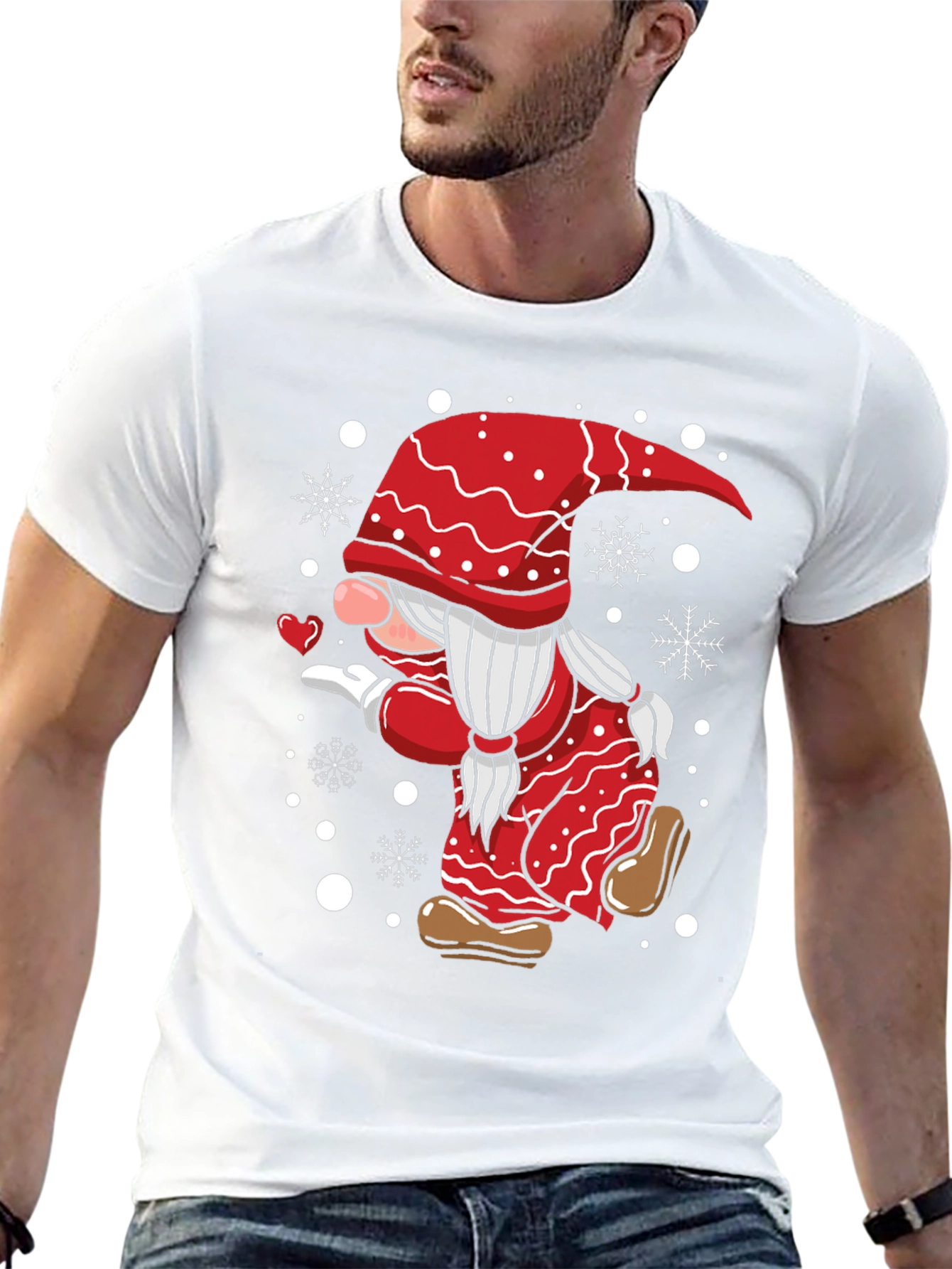 Festive Gnome Graphic Tee - Holiday Gift