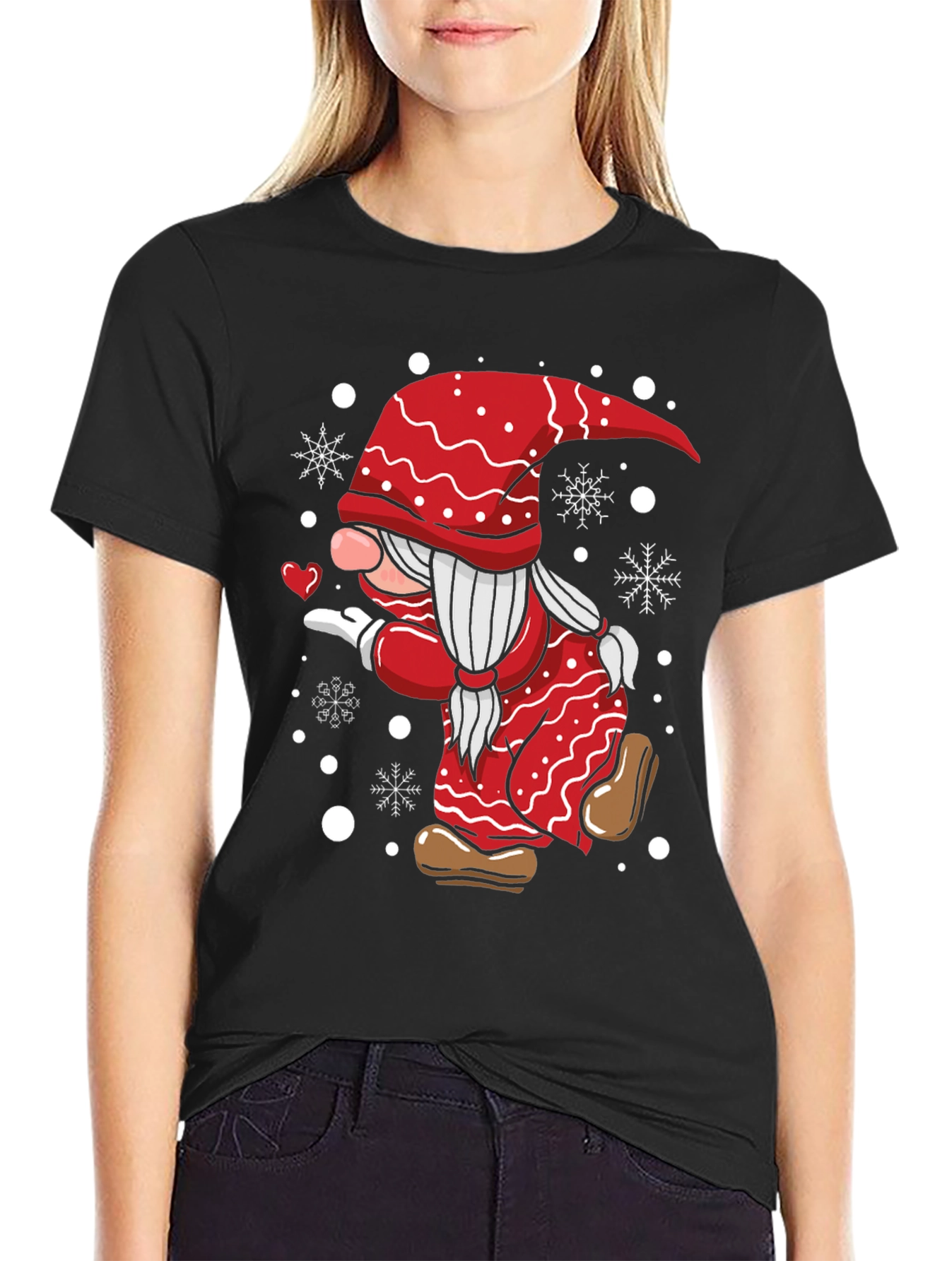 Festive Gnome Graphic Tee - Holiday Gift