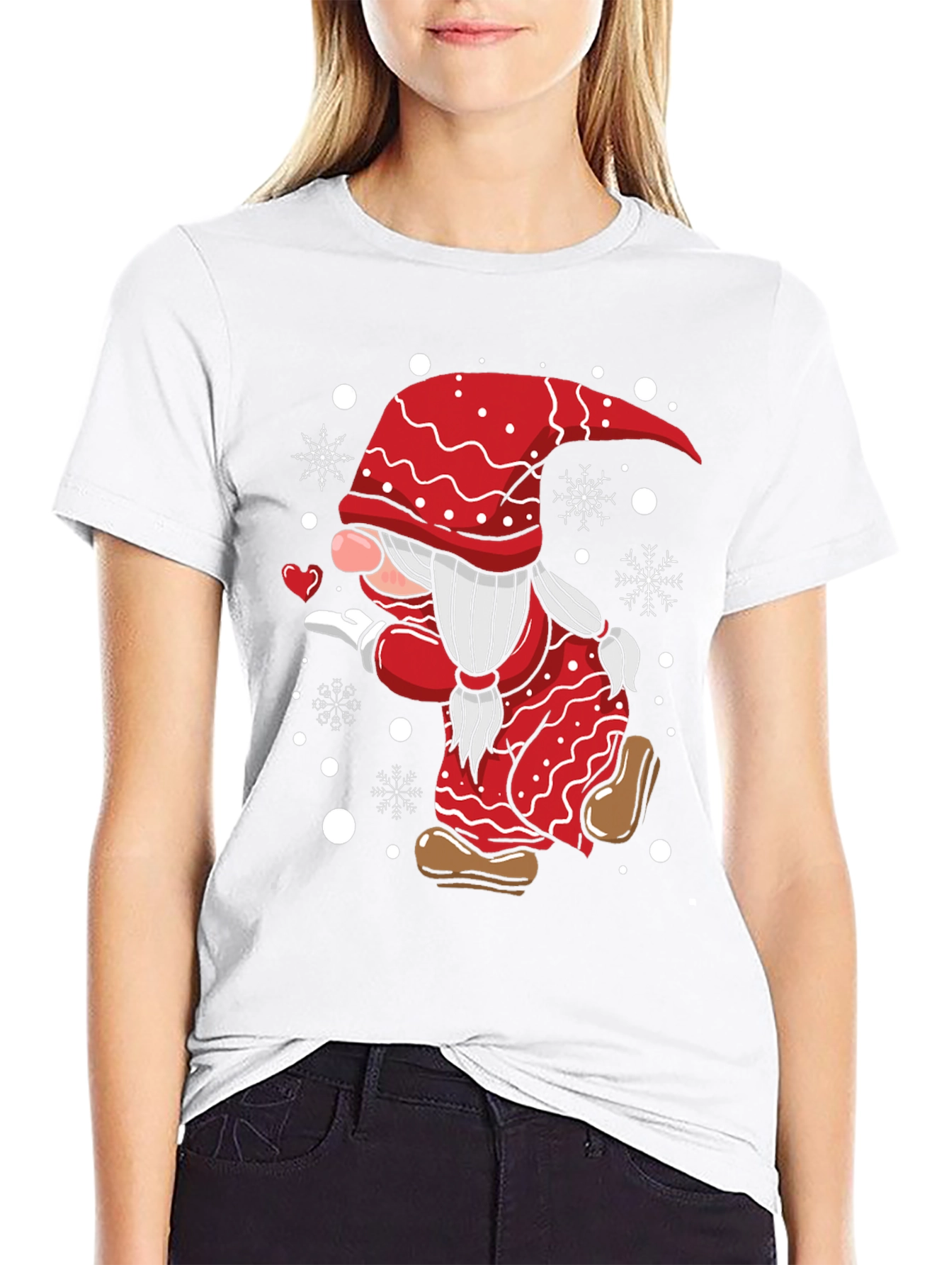 Festive Gnome Graphic Tee - Holiday Gift