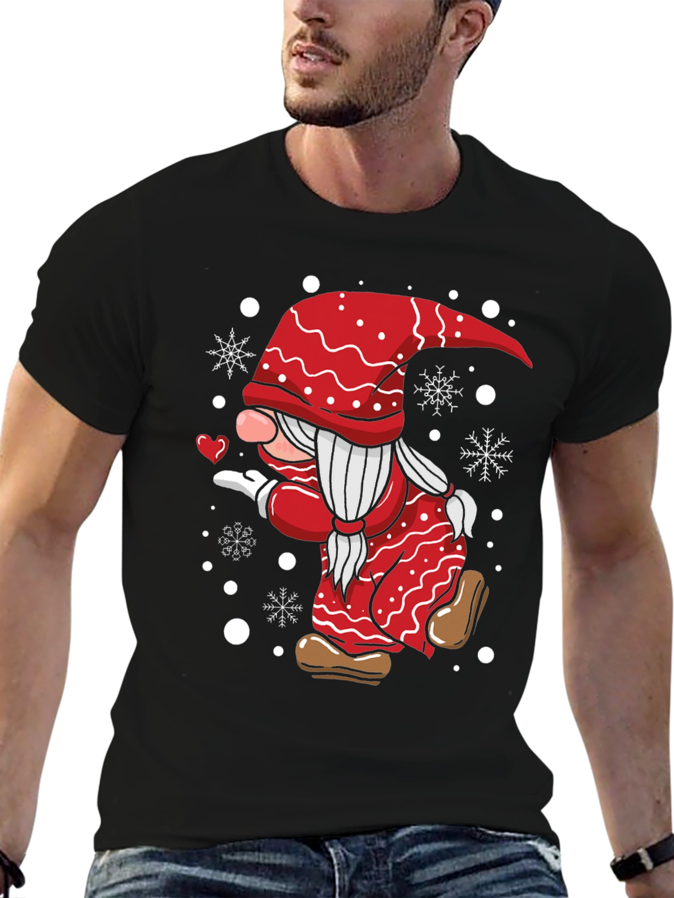 Festive Gnome Graphic Tee - Holiday Gift