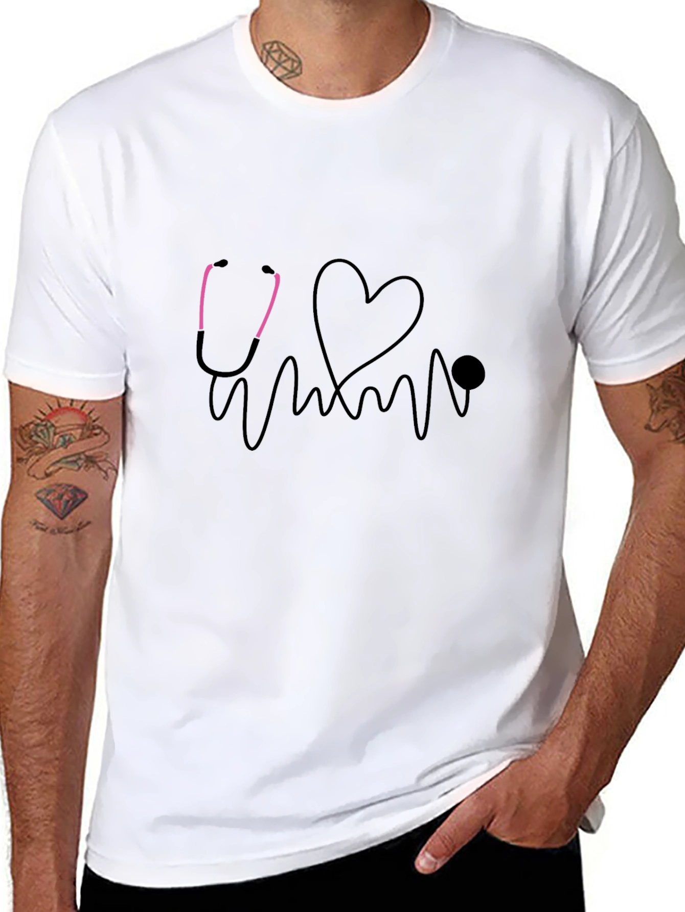 Heartbeat Stethoscope Graphic Tee - Medical Love