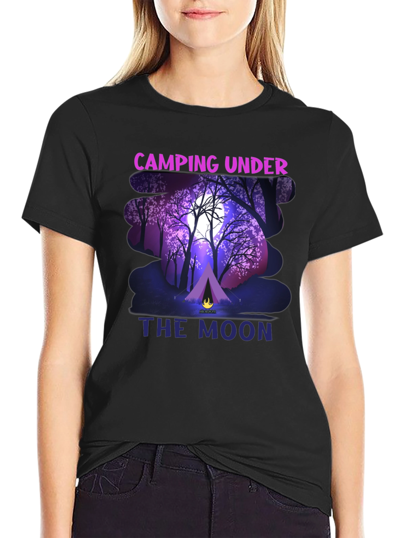 Camping Under The Moon Graphic T-Shirt