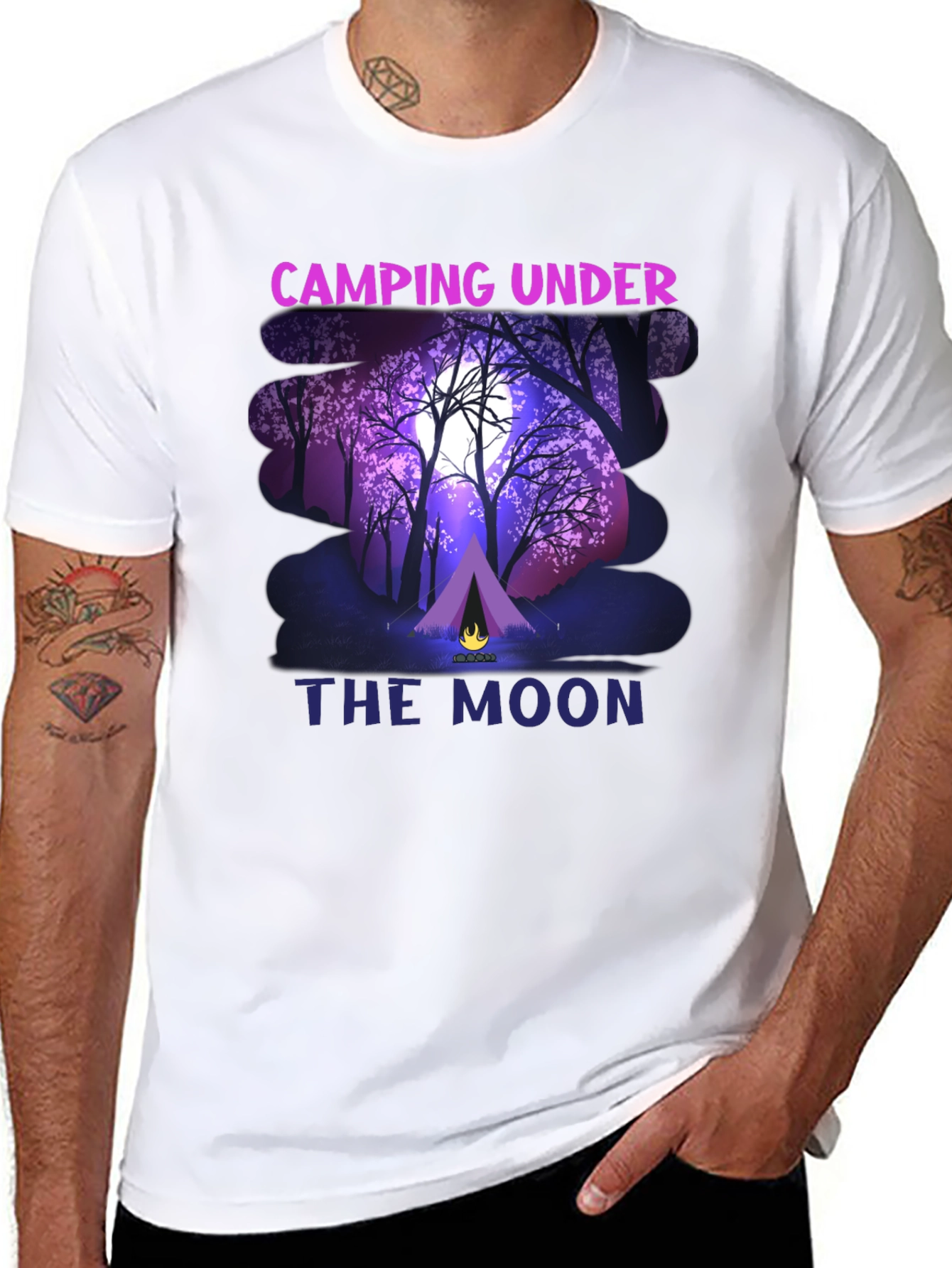 Camping Under The Moon Graphic T-Shirt