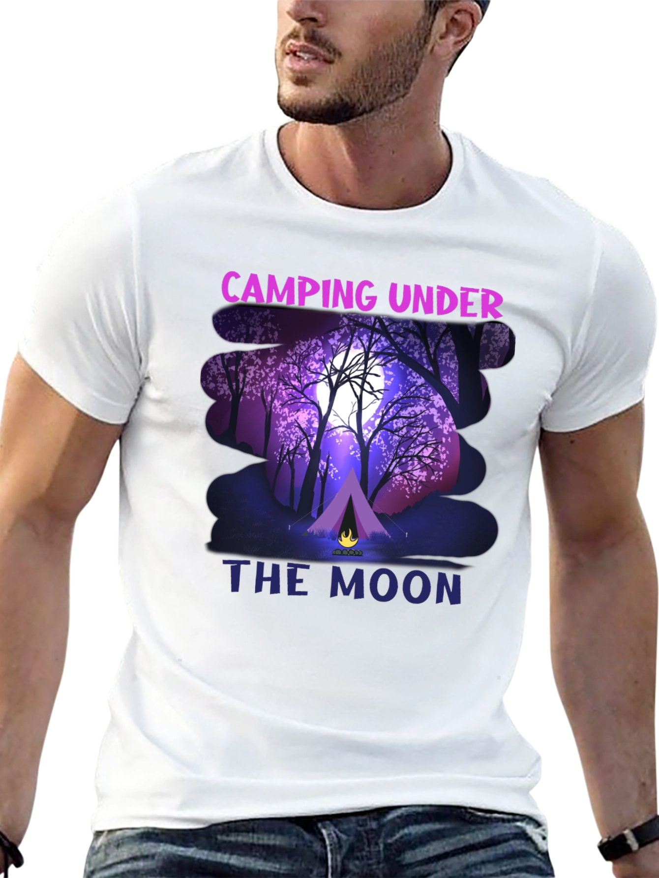 Camping Under The Moon Graphic T-Shirt
