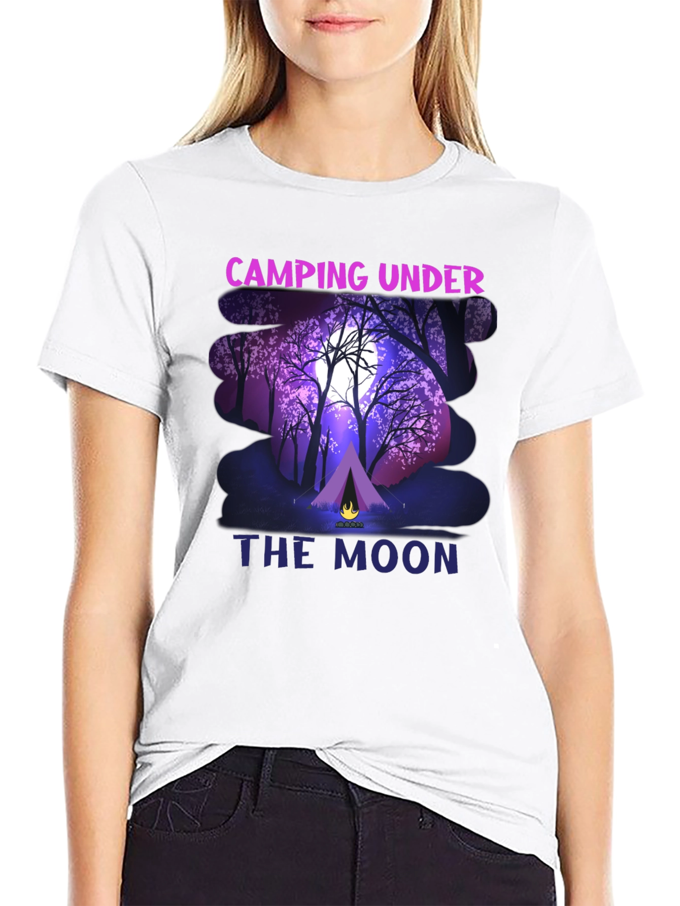 Camping Under The Moon Graphic T-Shirt