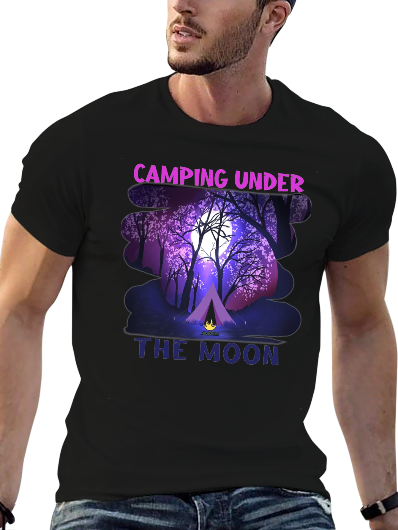 Camping Under The Moon Graphic T-Shirt