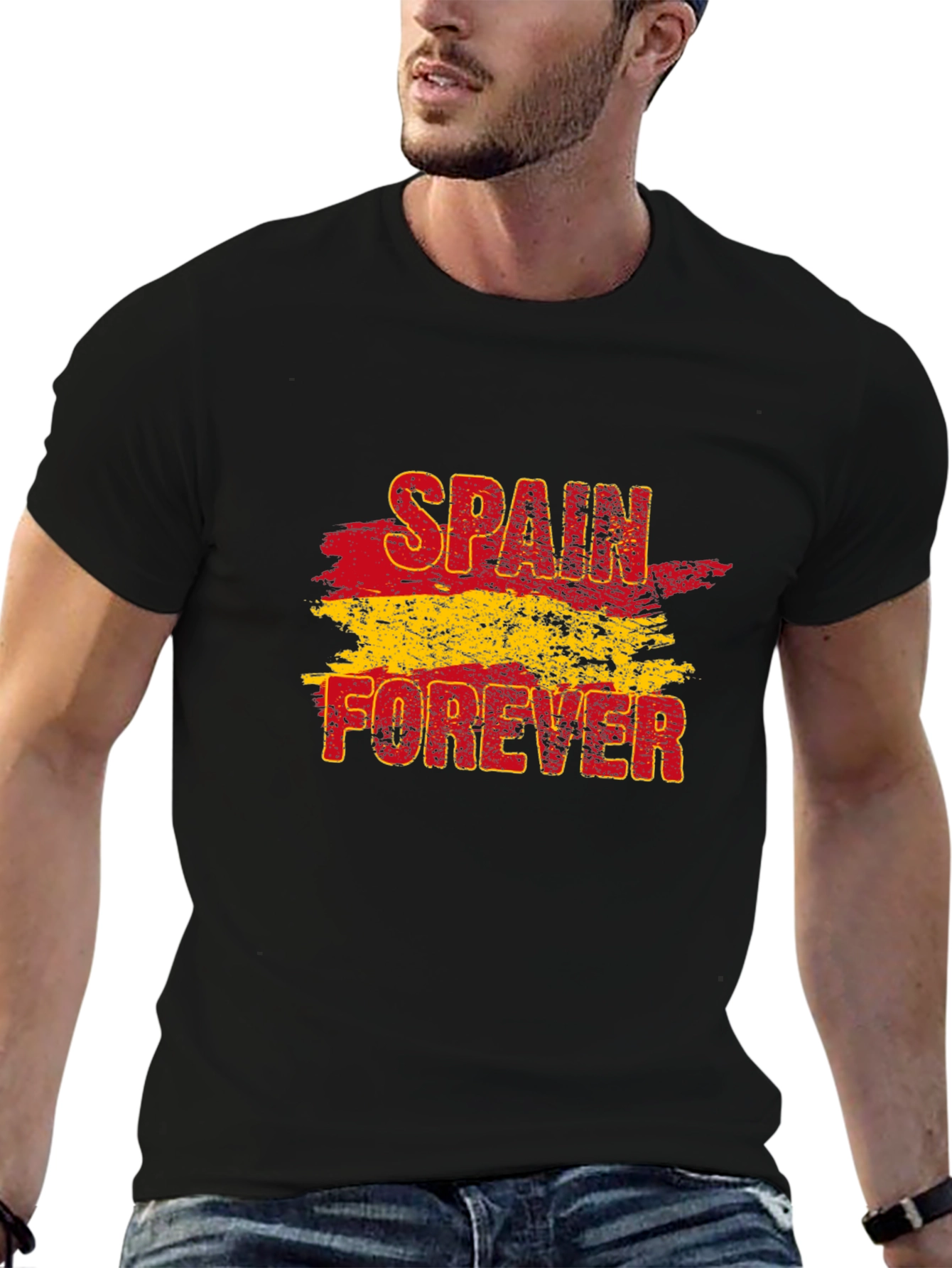 Spain Forever Graphic Tee - Black Cotton T-Shirt