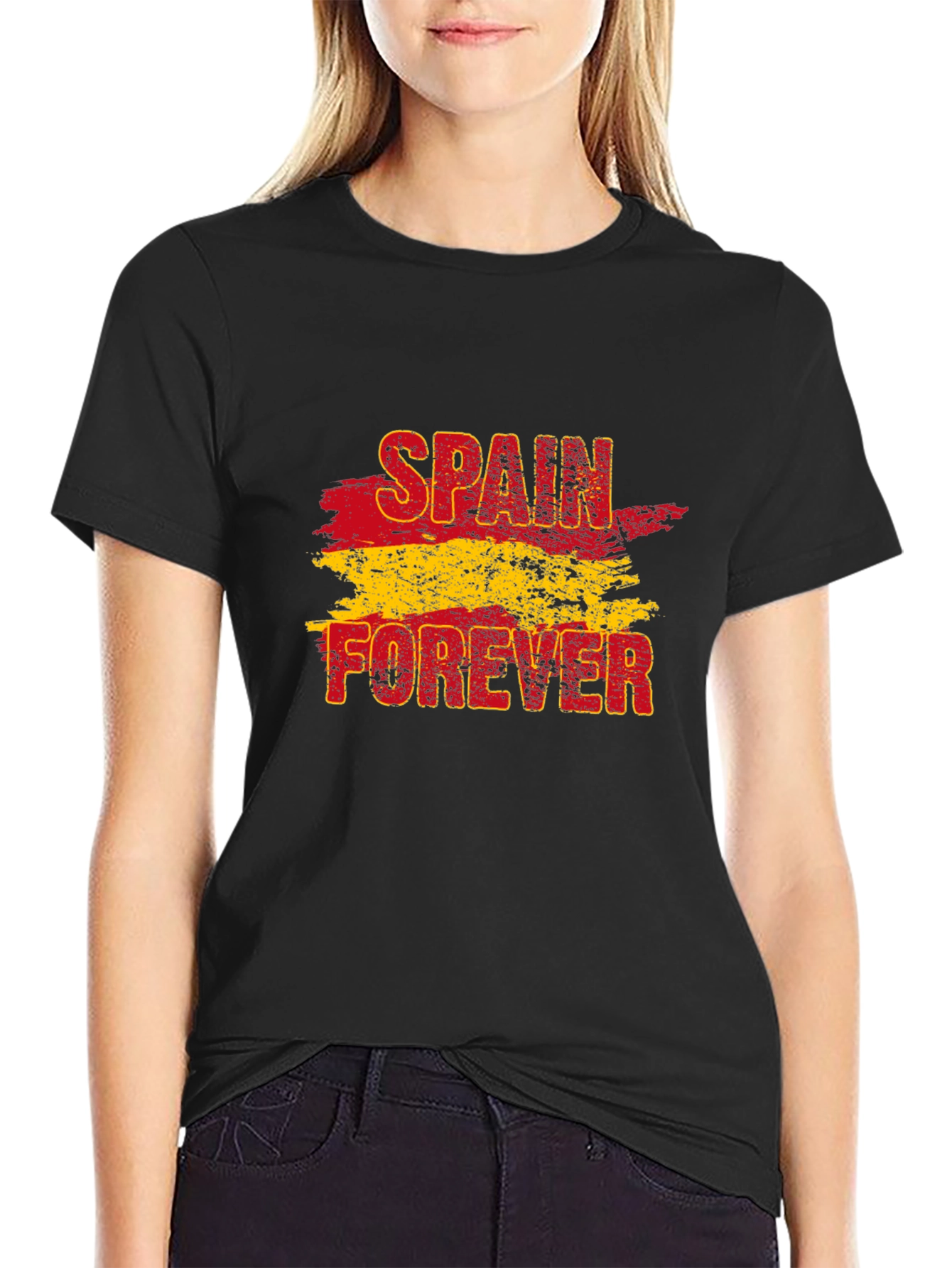 Spain Forever Graphic Tee - Black Cotton T-Shirt