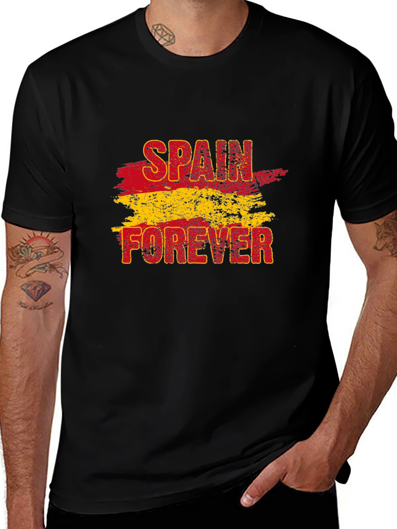 Spain Forever Graphic Tee - Black Cotton T-Shirt